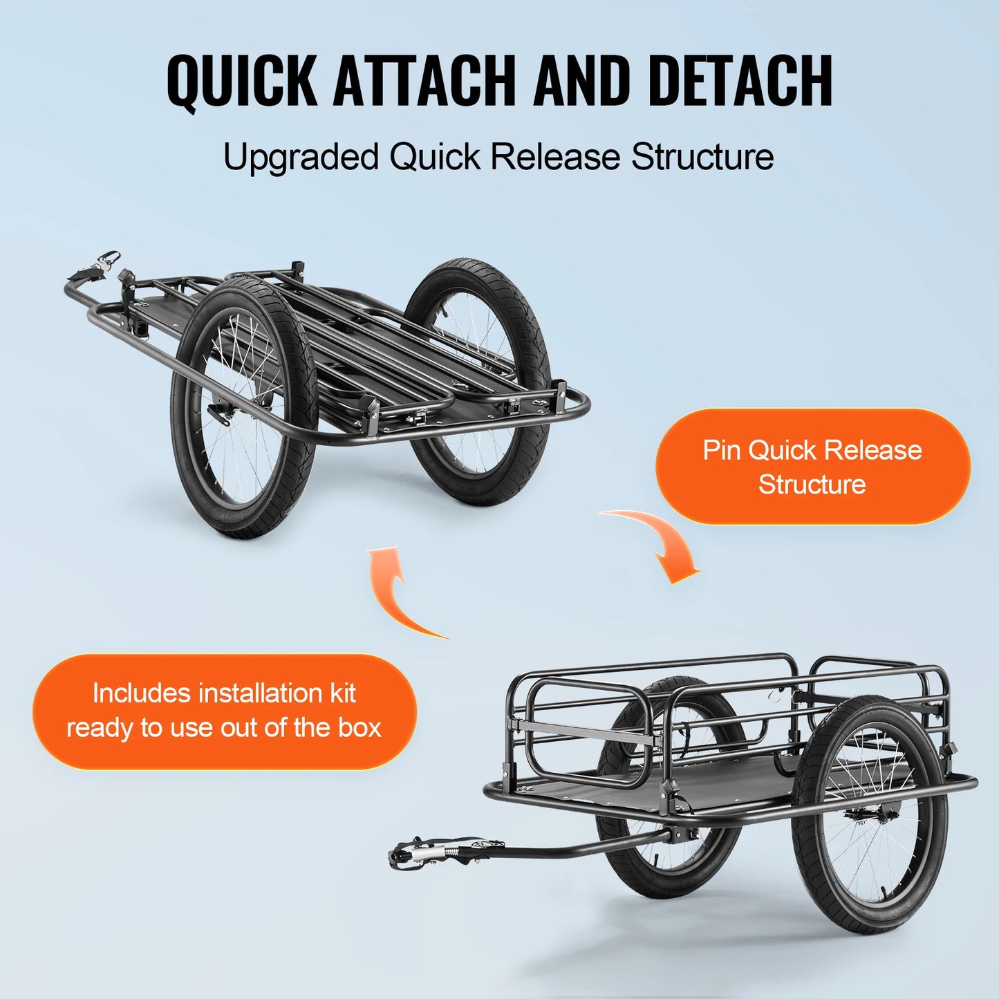 SucceBuy 275 lbs Bike Cargo Trailer Bicycle Wagon Cart Foldable Compact Storage with Universal Hitch 20" Wheels fits Most Bike by Beastly Survival Outlet