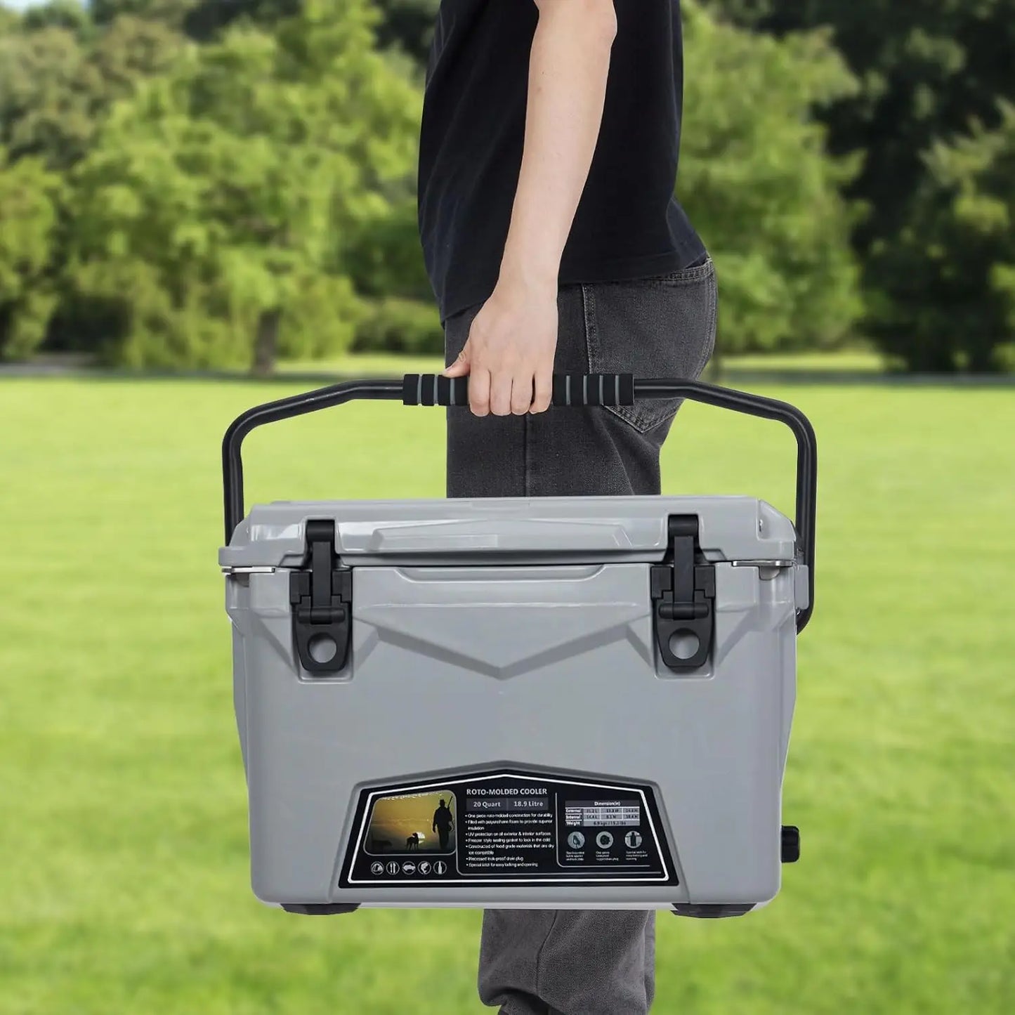 Portable Ice Cooler With Cup Holder Bottle Openers Camping