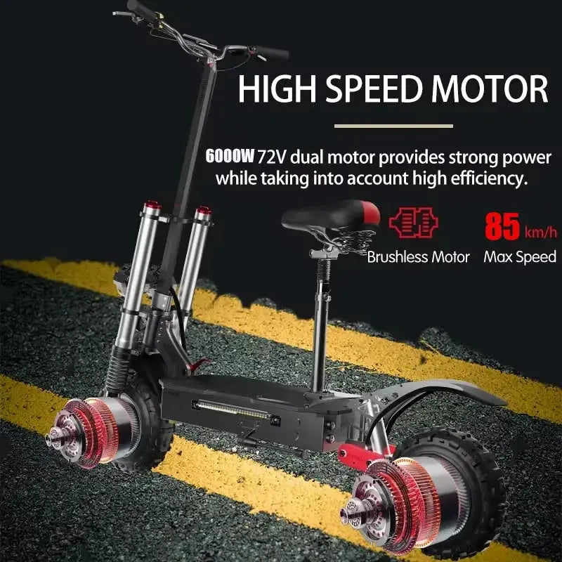 3200W/6000W Dual Motor Electric Scooter for Adults 20AH-26AH Lithium Battery Foldable Electric Scooter with Seat/No Seat by Beastly Survival Outlet