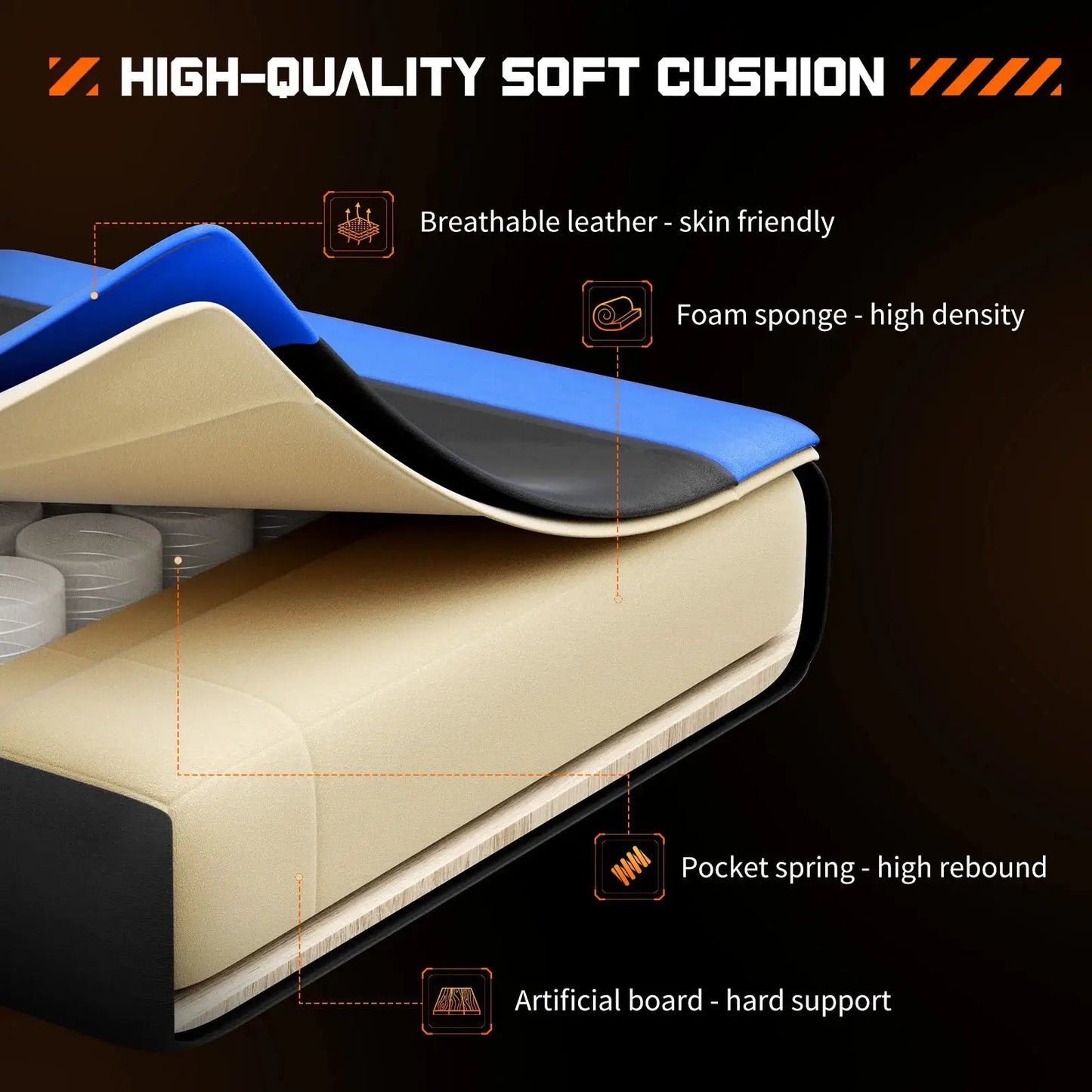 JHK Ergonomic Racing Gaming Chair With Adjustable PU Leather by Beastly Survival Outlet
