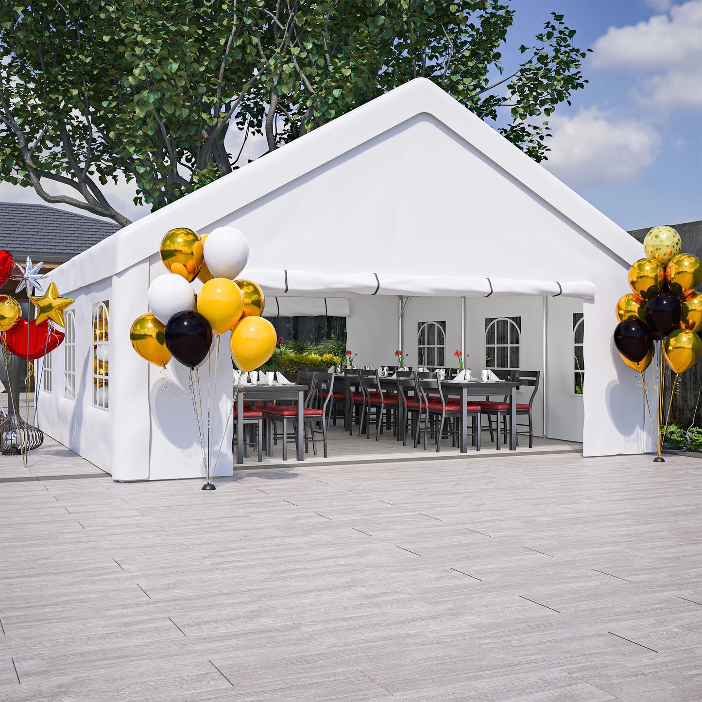20x20ft Party Tent With Storage Bags Removable Sidewalls