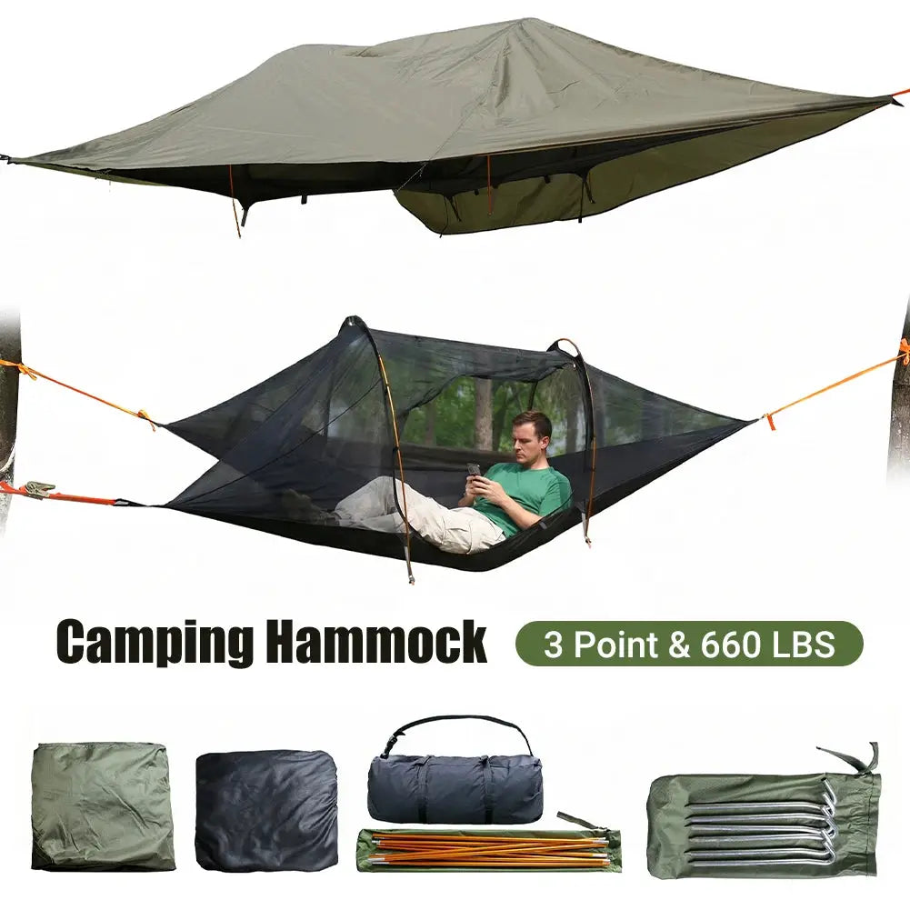 Two Person Tree Tent Hammock With Mosquito Net Plus Rain Fly by Beastly Survival Outlet