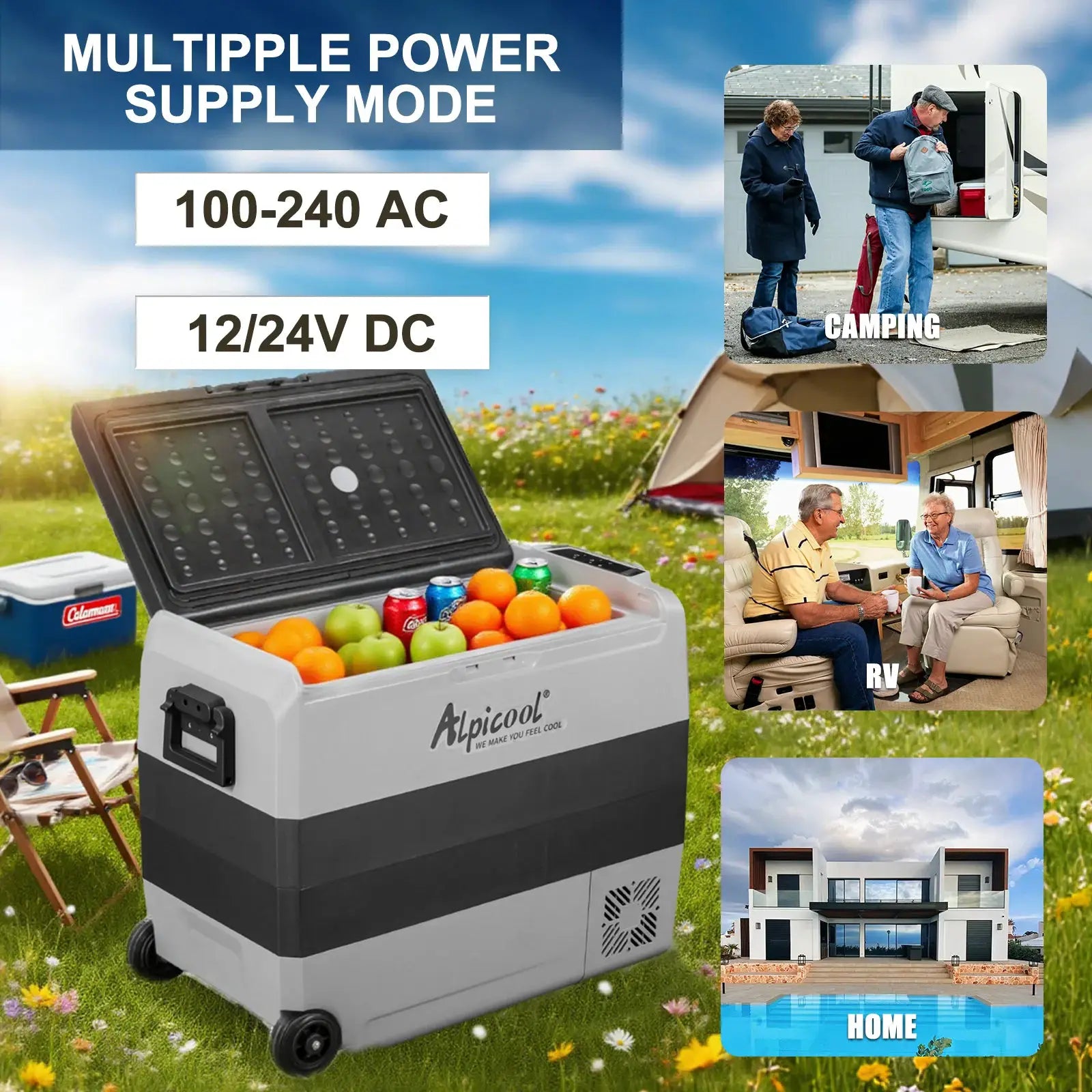 Alpicool T60 Dual Temperature Control 12 Volt Refrigerator 63 Quart Portable Car Fridge Freezer (-4°F~68°F) for Truck, RV, Boat by Beastly Survival Outlet