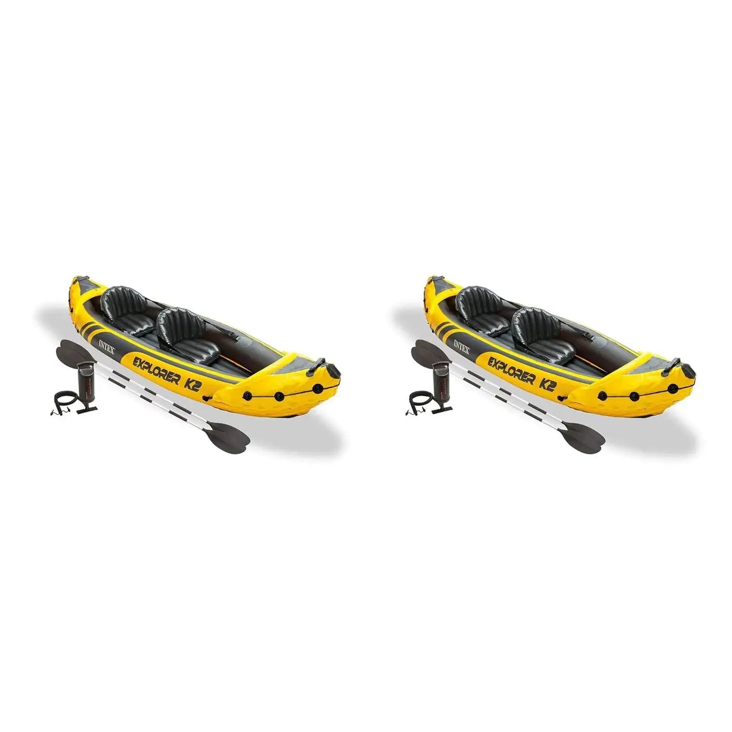68307EP Explorer K2 Inflatable Kayak Set: Deluxe 86in Kayak Paddles and High-Output Pump – Adjustable Seats with, Custom by Beastly Survival Outlet