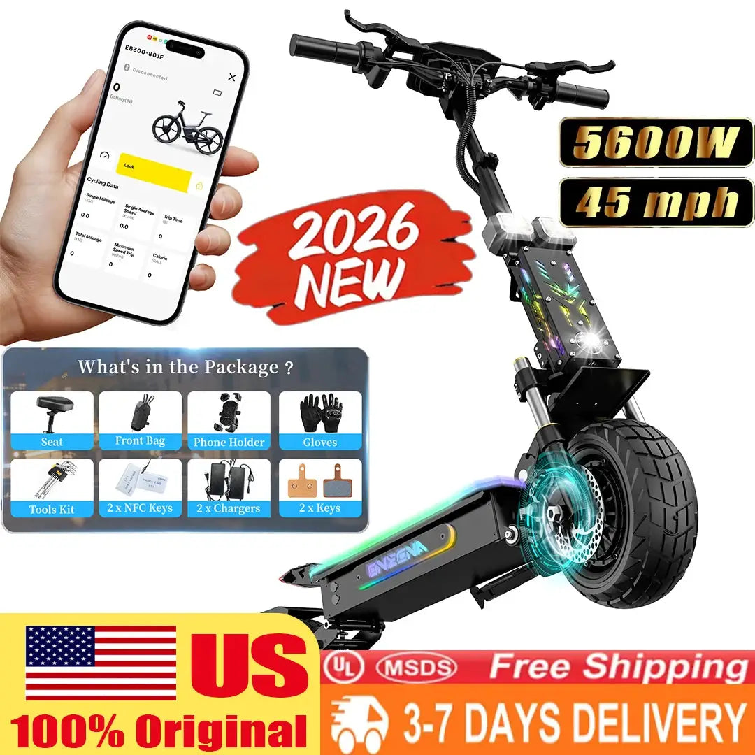 ONECNA NEW GT9 GT8 GT7 Adult Electric Scooter, 5600W/7000W Dual Motors, Maximum Speed up to 45 50 55 MPH, Equipped with 60V 33Ah/38Ah Battery, Maximum Speed up to 50/55 MPH, Large Display Screen, 11 Inch/12 inch Tubeless Tire by Beastly Survival Outlet