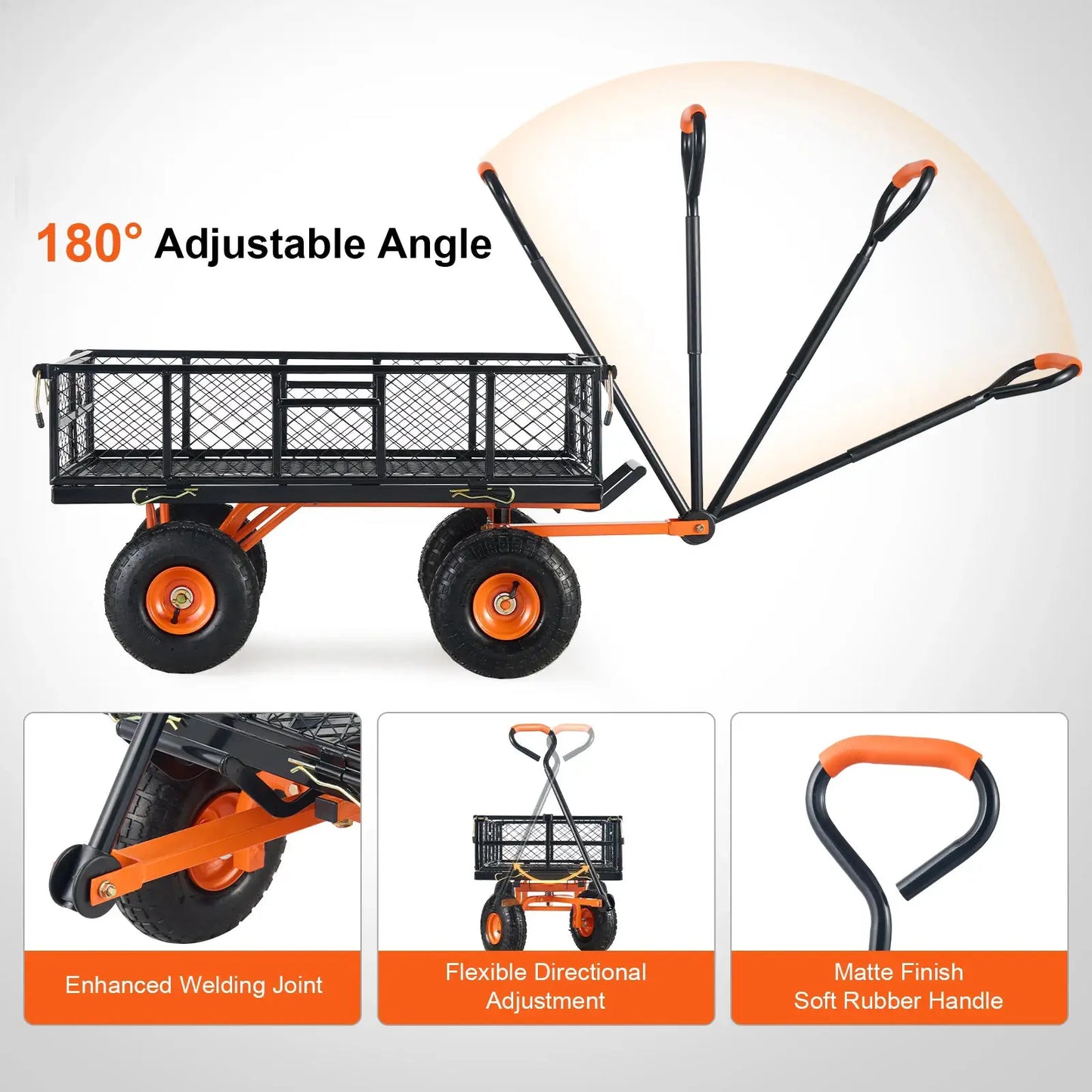 SucceBuy Garden Cart Sturdy Metal Utility Wagon with Simple Assembly Versatile Dump Cart Wheelbarrow with 400/880lbs Capacity by Beastly Survival Outlet