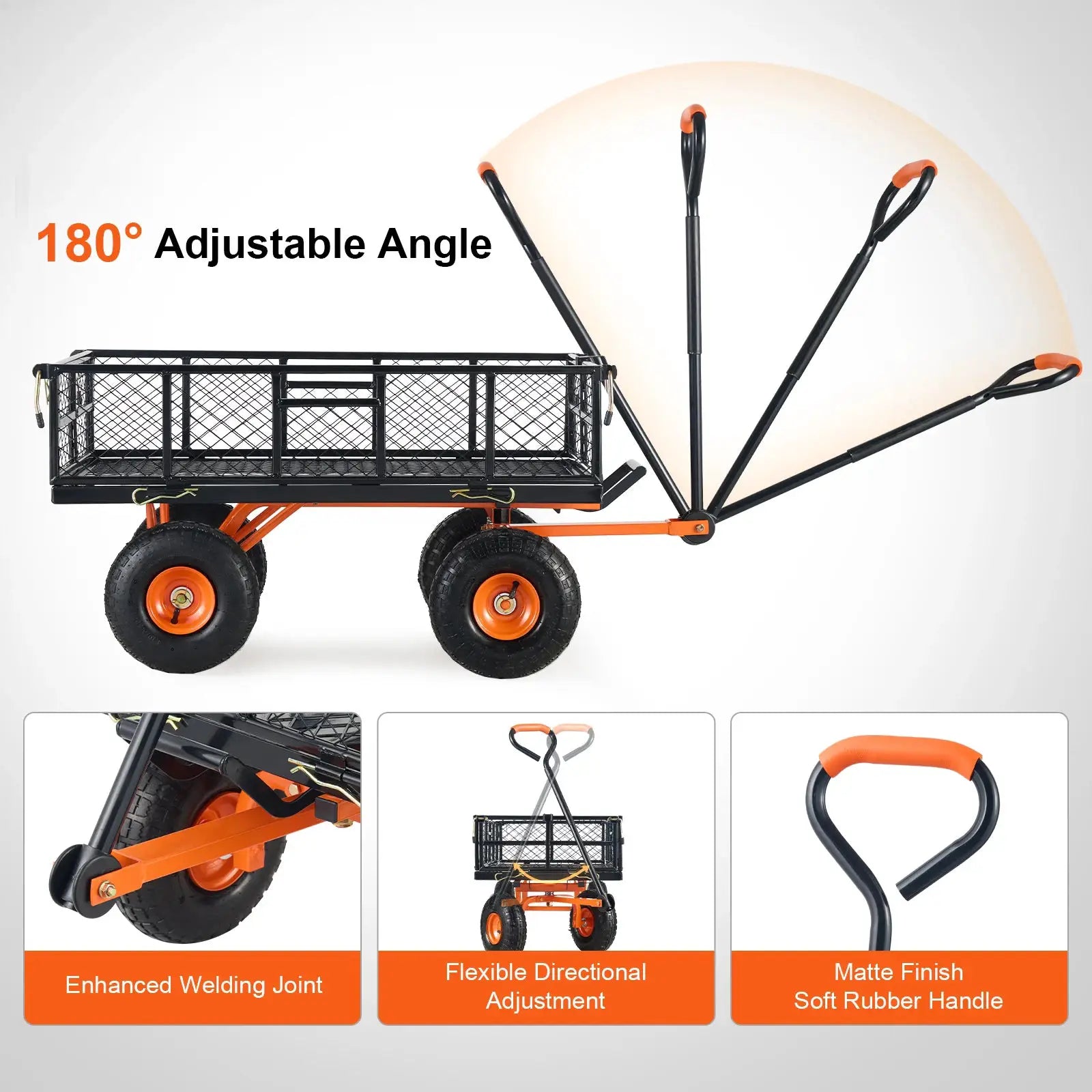 SucceBuy Garden Cart Sturdy Metal Utility Wagon with Simple Assembly Versatile Dump Cart Wheelbarrow with 400/880lbs Capacity by Beastly Survival Outlet