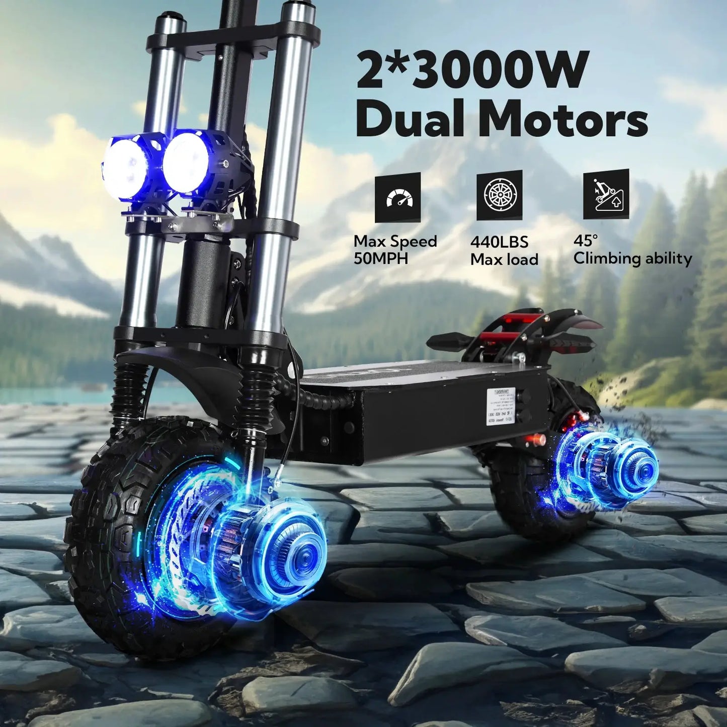 6000W 60V 40Ah 11 inch off-road tyre Kick scooter dual motors removable seat hydraulic shock absorption Folding Electric Scooter by Beastly Survival Outlet