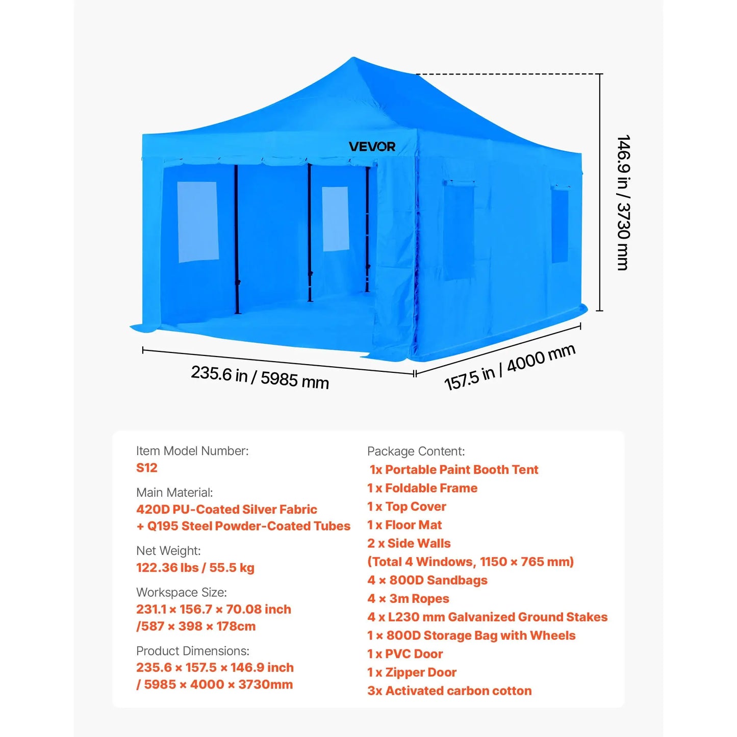 SucceBuy Portable Paint Booth Tent Painting Tent Station Spray Shelter w Built-in Floor Large Space Oxford Spray Painting Tents by Beastly Survival Outlet