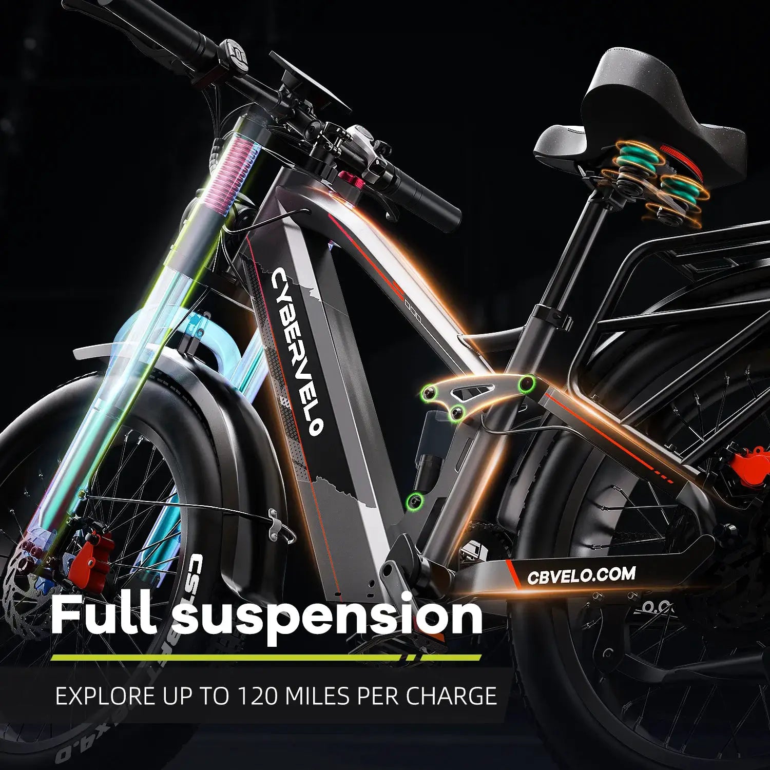 Cybervelo Strong Power Ebike, 5000W Motor Off Road Electric Bike, 100 Miles Long Range, 26"x4.0” Fat Tire, 40Ah Big Battery EK9 by Beastly Survival Outlet