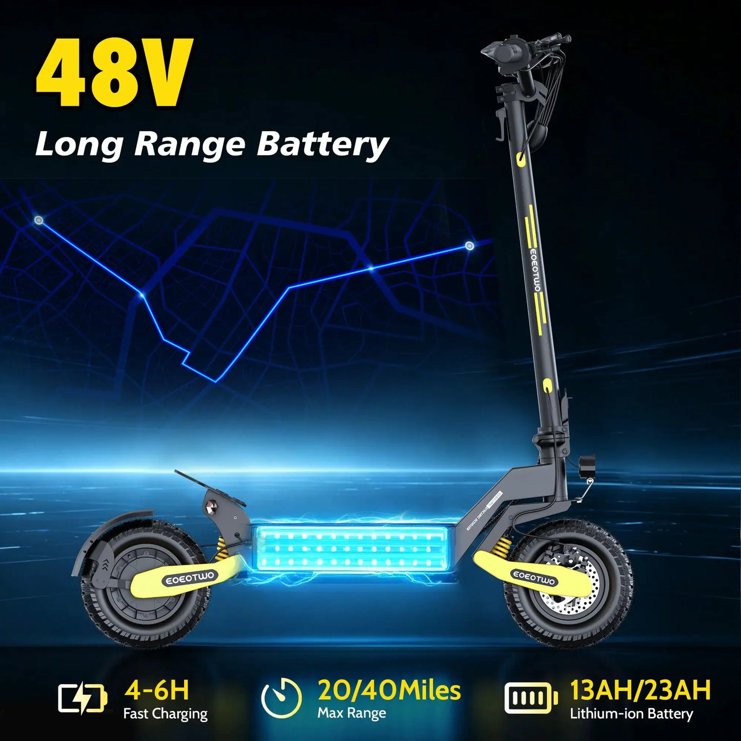 EOEOTWO 1200W Off Road Electric Scooter for Adults 48V Long Range E-Scooter 30MPH Fast Speed 11" Tubeless Tire Foldable Kick Scooter by Beastly Survival Outlet