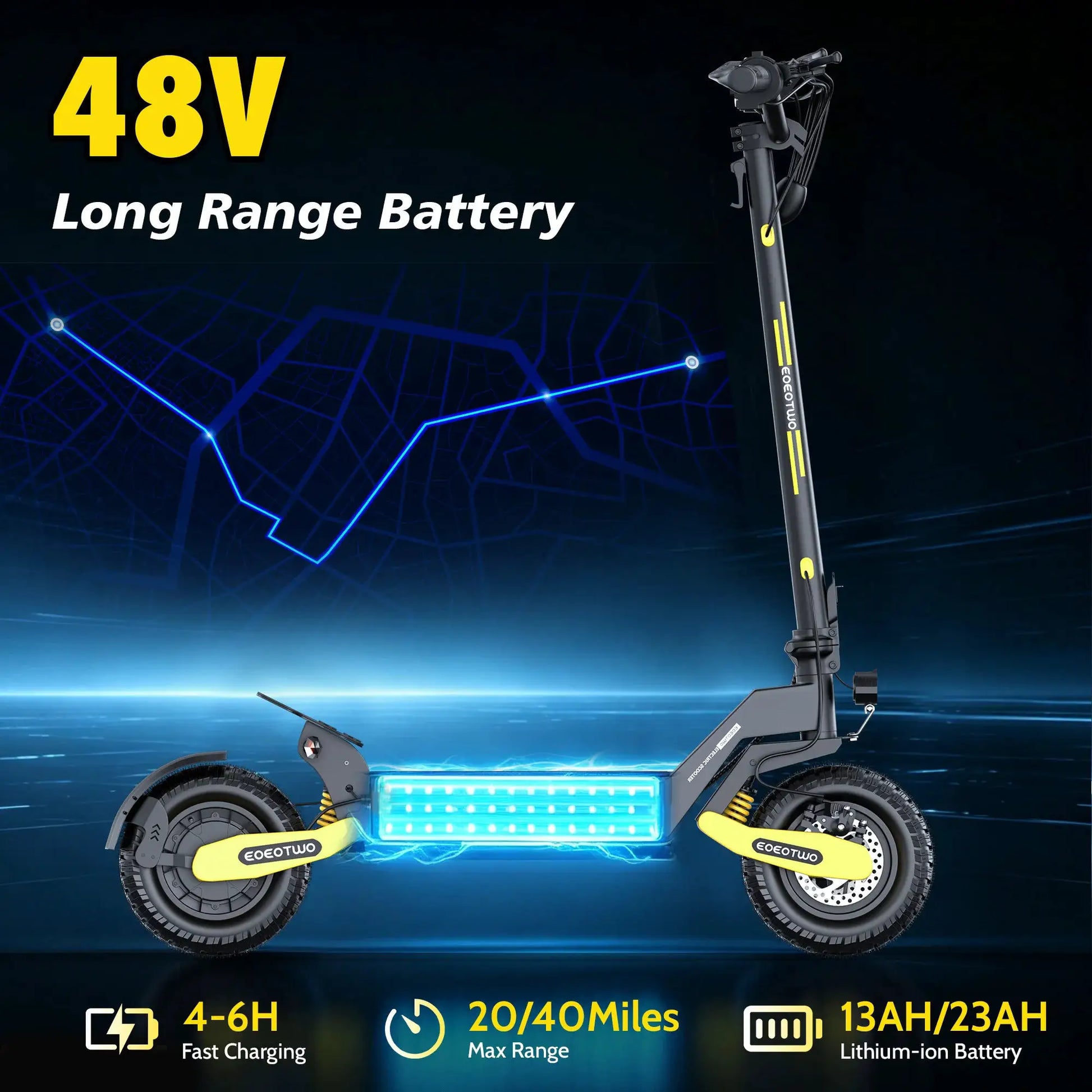 EOEOTWO 1200W Off Road Electric Scooter for Adults 48V Long Range E-Scooter 30MPH Fast Speed 11" Tubeless Tire Foldable Kick Scooter by Beastly Survival Outlet