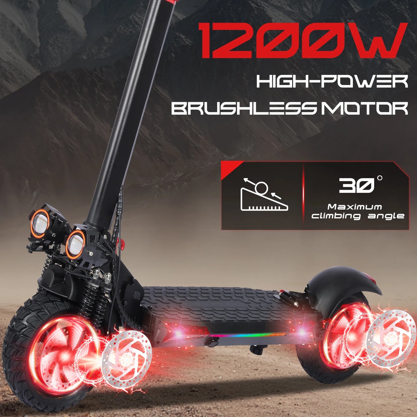 J11 Electric Scooter With 1200W Brushless Motor 48V 18Ah For Adults Off Road 11 Inch Tires Max Speed 34 MPH