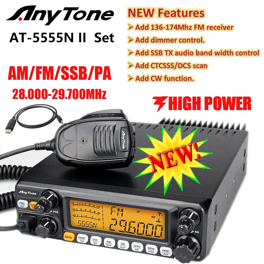 AnyTone AT5555N II 28 29MHz 10 Meter Mobile Radio 40 Channel by Beastly Survival Outlet