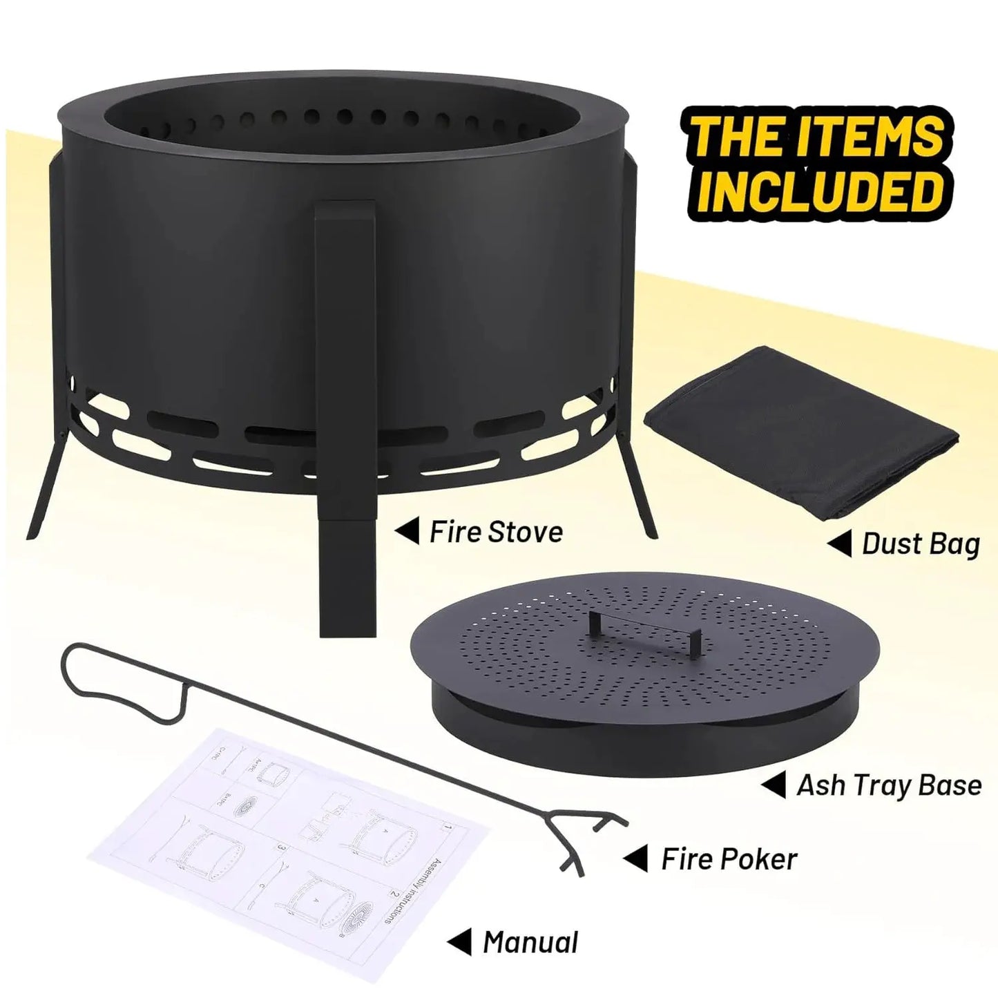 26 Inch Smokeless Fire Pit With Folding Feet For Camping Kit by Beastly Survival Outlet