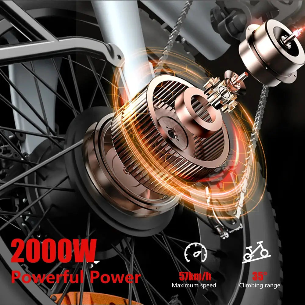 HX Q3 e bike 2000W electric bike 48V 20AH Adult E bike 20Inch Tire Off-Road fatbike City Electric bicycle Mountain e bikes by Beastly Survival Outlet