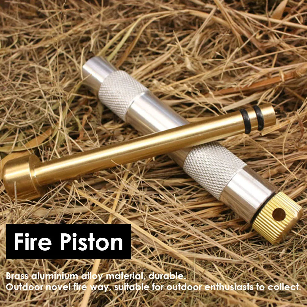 Brass Portable Ignited Piston Fire Tube Survival Tool for Outdoors