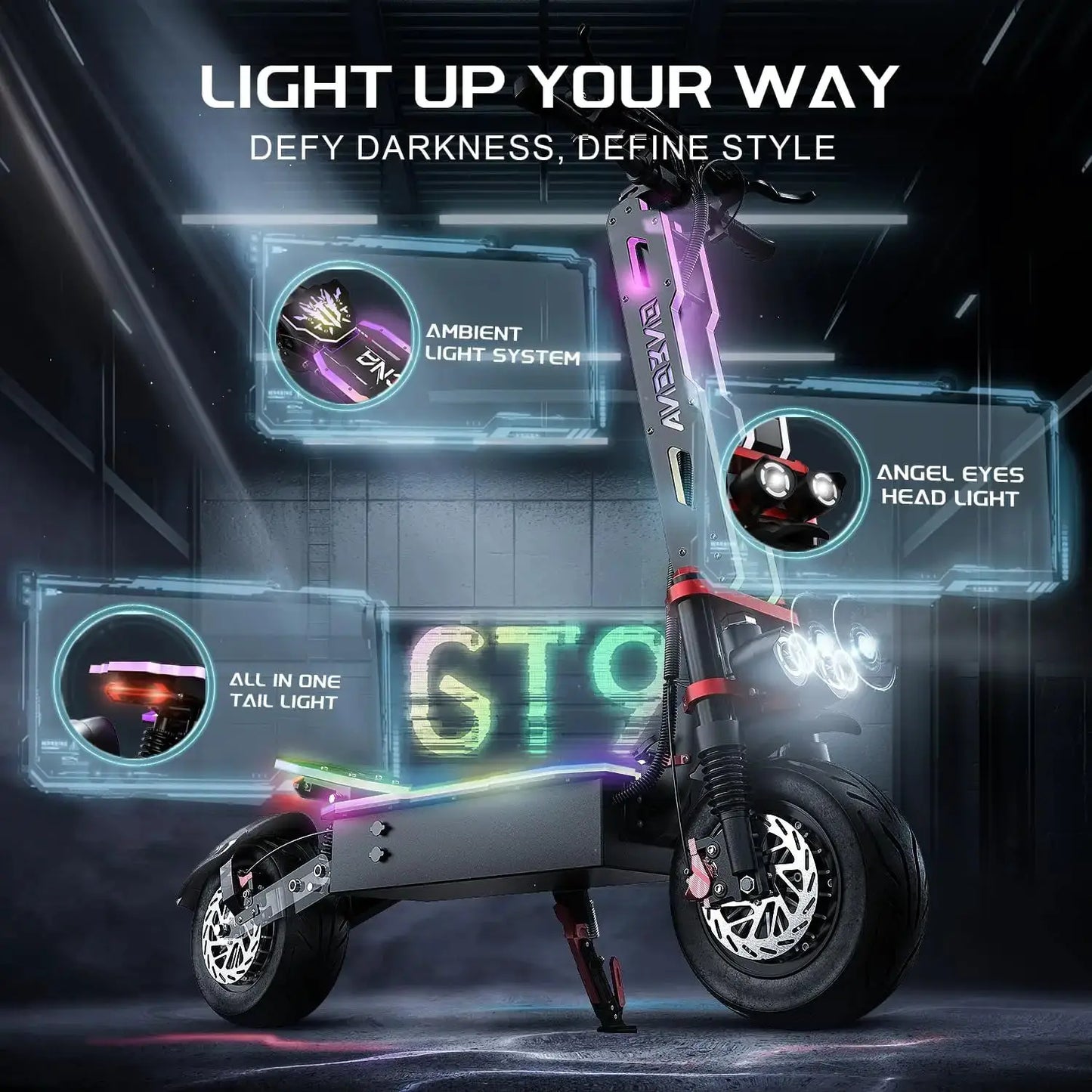 ONECNA NEW GT9 GT8 GT7 Adult Electric Scooter, 5600W/7000W Dual Motors, Maximum Speed up to 45 50 55 MPH, Equipped with 60V 33Ah/38Ah Battery, Maximum Speed up to 50/55 MPH, Large Display Screen, 11 Inch/12 inch Tubeless Tire by Beastly Survival Outlet