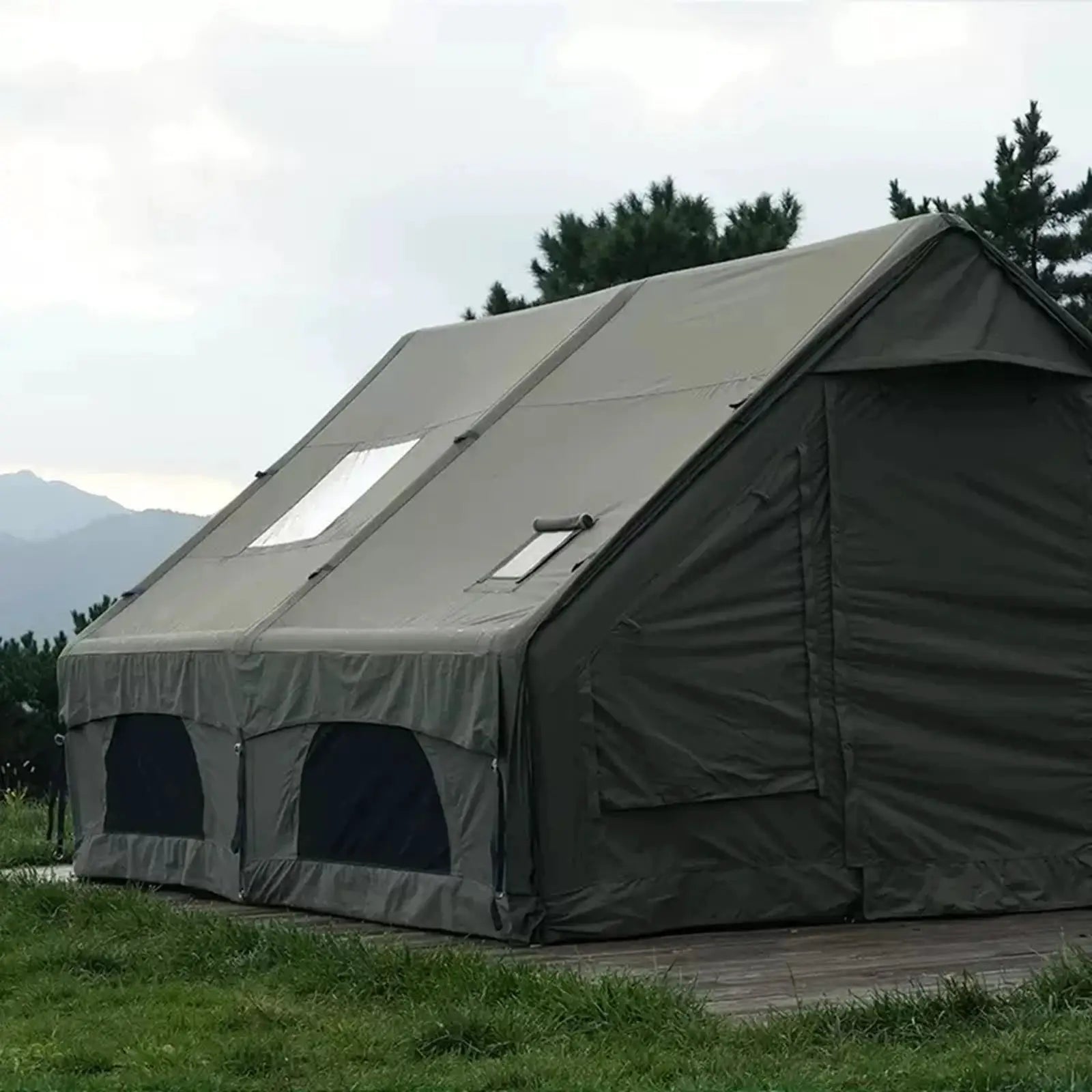 PAKICETUS Large Inflatable Camping Tent with Roof Window & Stove Space, 4-6 Person Quick Setup Air Tent, Oxford Fabric All Season Waterproof Family Outdoor Hot Tent for Camping Backpacking Hiking by Beastly Survival Outlet