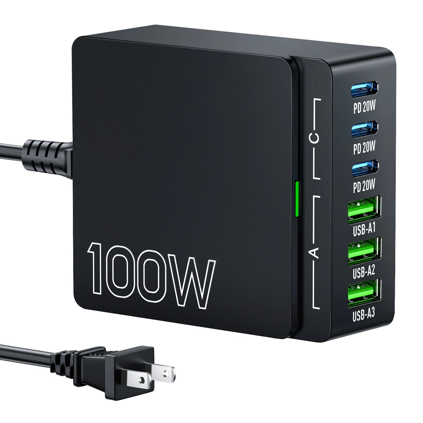 100W 6 Port GaN Quick Charge Hub PD 3 0 For Phones TabletsPC