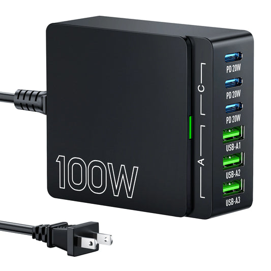 100W 6 Port GaN Quick Charge Hub PD 3 0 For Phones TabletsPC