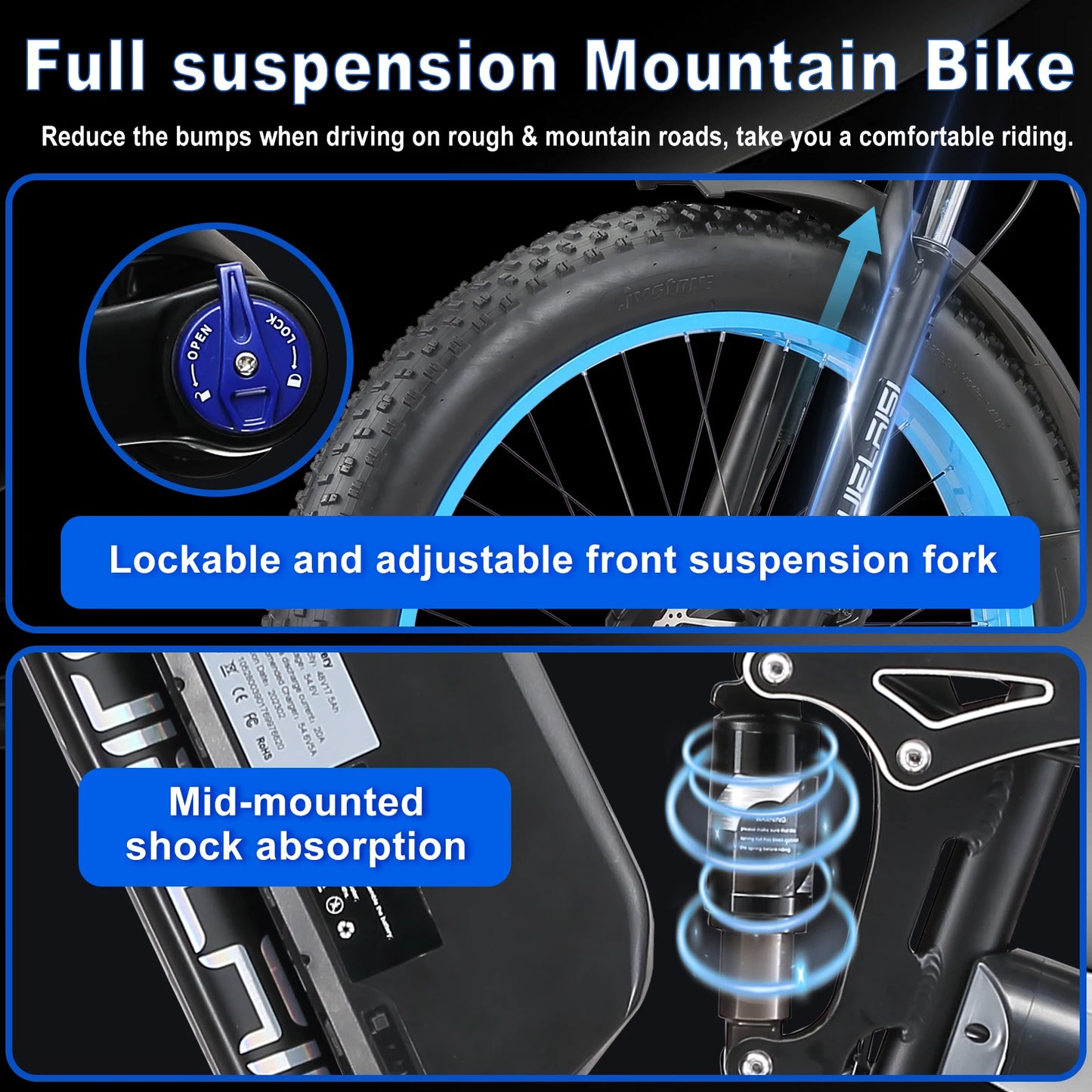 Electric Bike 3000W Dual Motor 52V 26AH Off-Road Fat Tire Bike