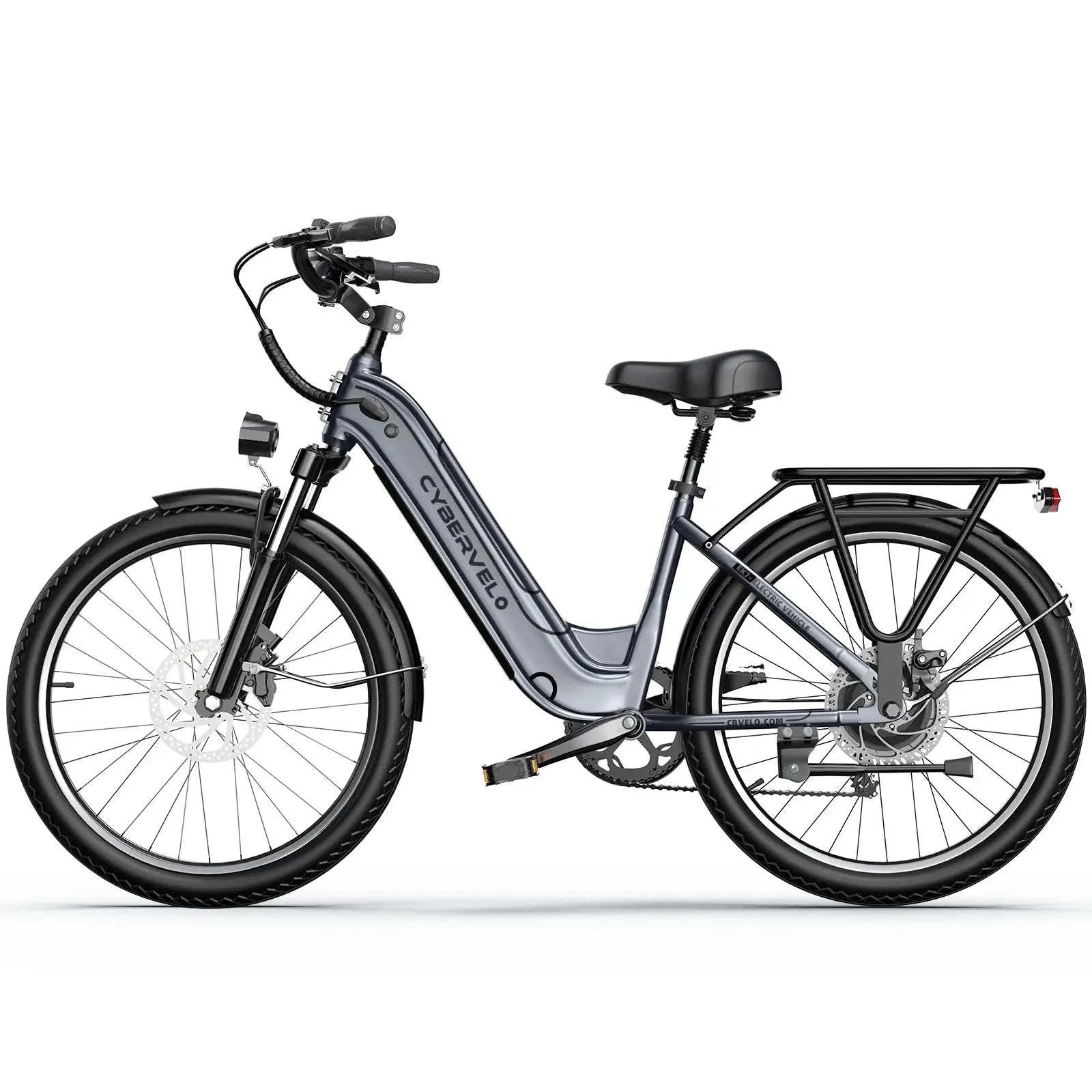 Cybervelo 26" Step-Thru Commuter, 1000W Peak 48V 25Ah Detachable Battery, Long Range 7-Speed Shift Electric Bike for Adult EK7 by Beastly Survival Outlet