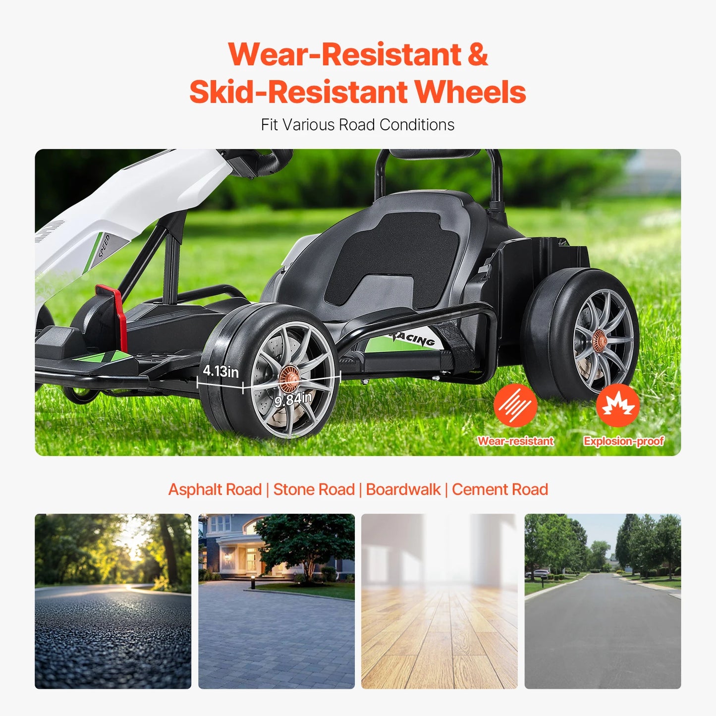 VEVOR 24V 9Ah Electric Go Kart Portable Race Toy for Kids