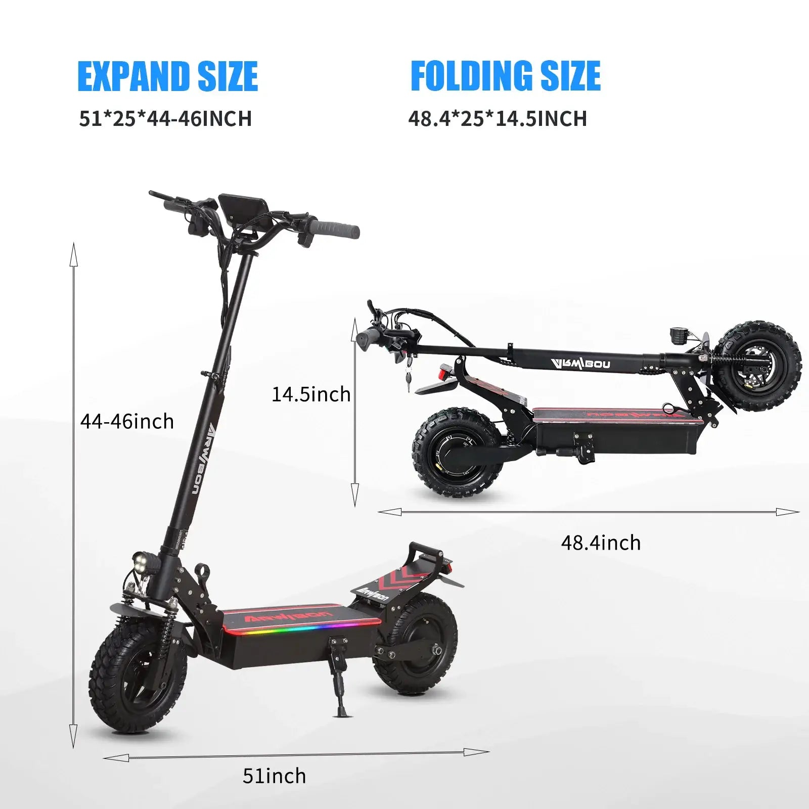Arwibon Q30 Adult Electric Scooter 2500W Motor Top Speed 30MPH, 48V13/16AH, 11 Inch Off-Road Tires Sport Folding EScooter by Beastly Survival Outlet