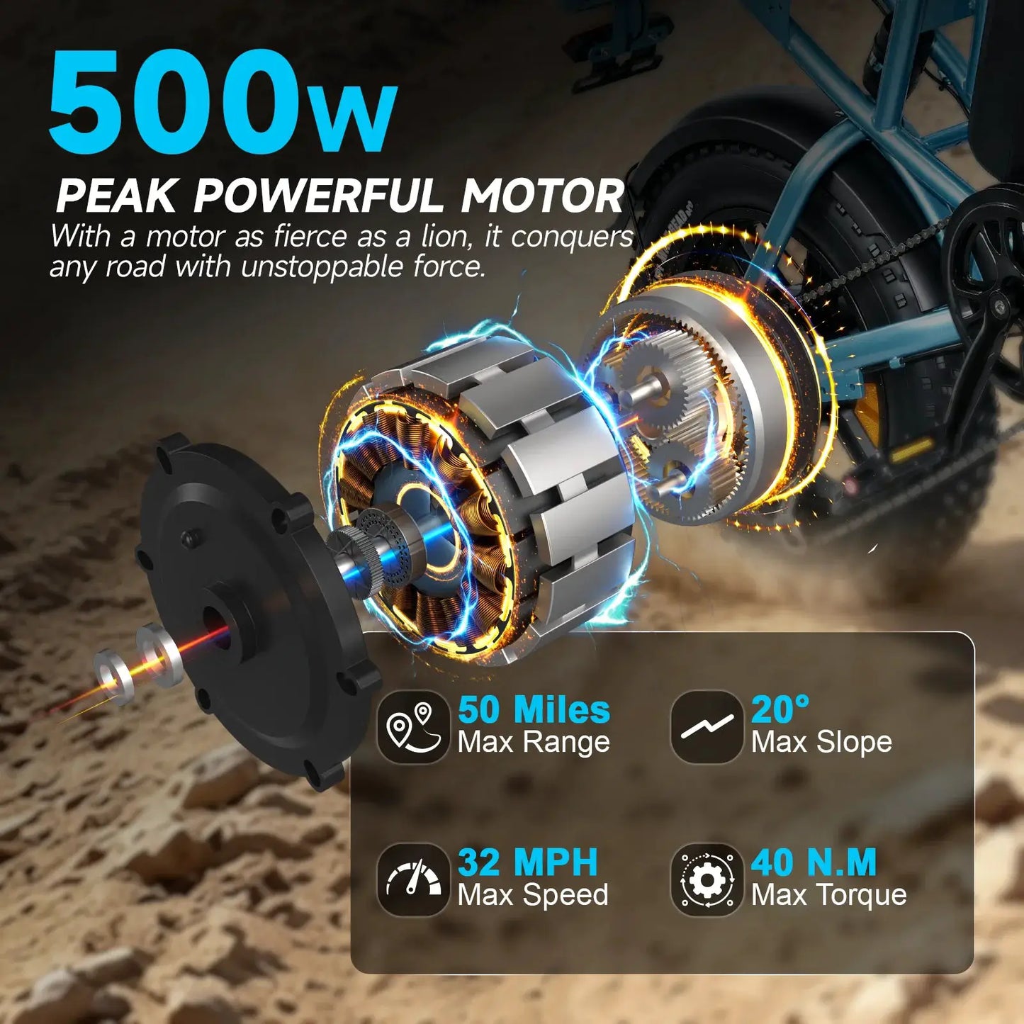 500W Mountain Ebike 36V 13Ah Lithium Battery 28MPH Max Speed 50Miles Long Range Adult Off Road Electric Mountain Bike 16 inch mini by Beastly Survival Outlet