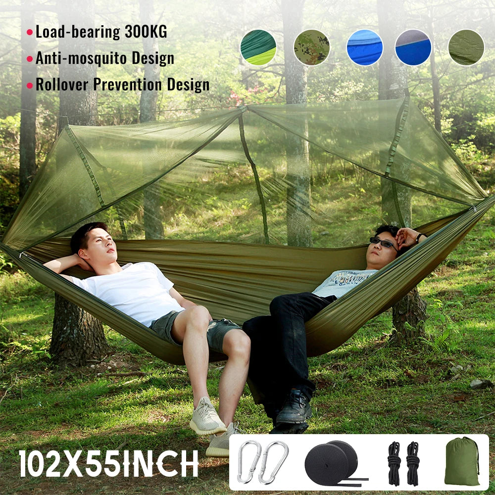 Camping Hammock With Mosquito Net 260 by 140cm Portable Camp