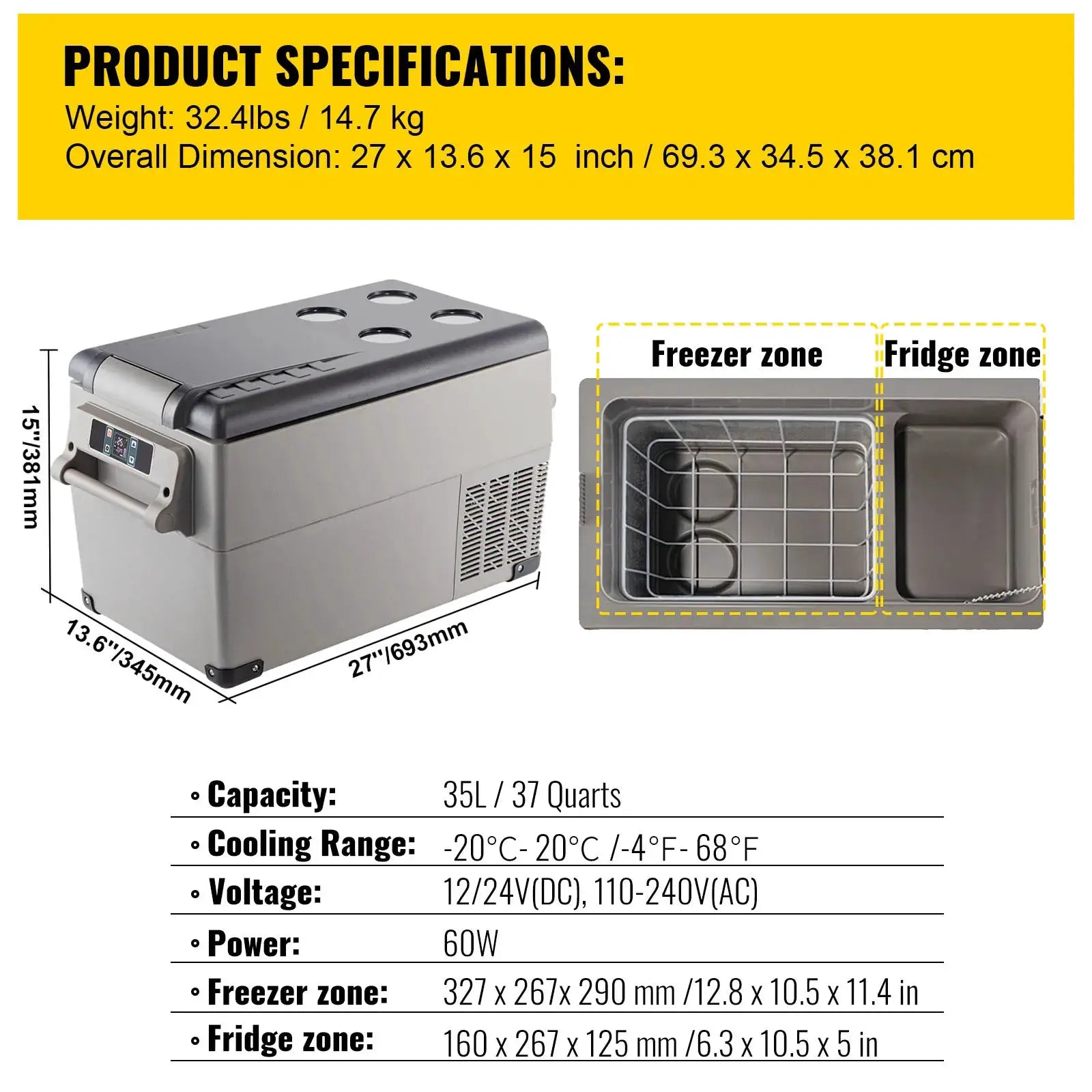 VEVOR Portable Car Refrigerator Freezer 20L-55L For Camping by Beastly Survival Outlet