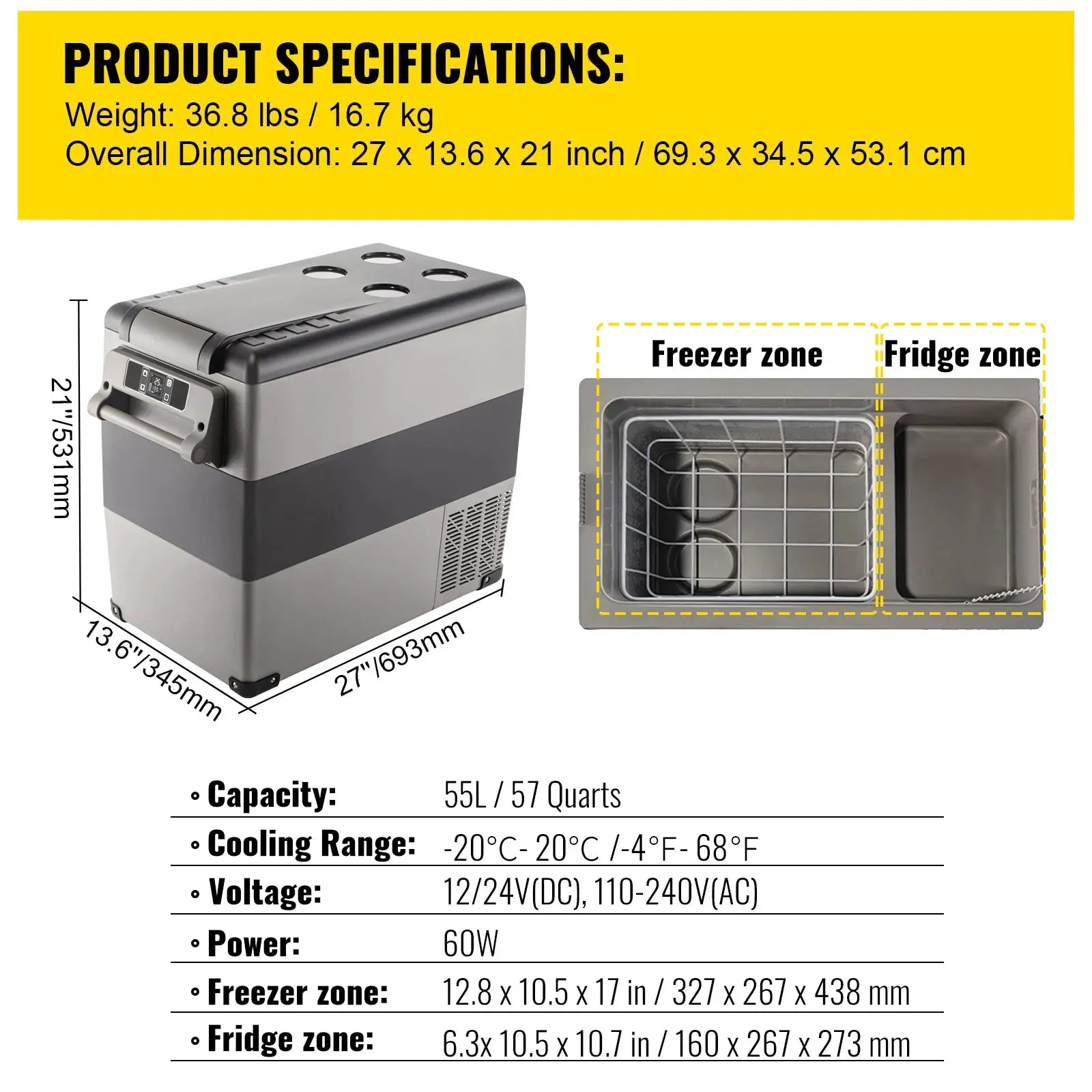 VEVOR Portable Car Refrigerator Freezer 20L-55L For Camping by Beastly Survival Outlet