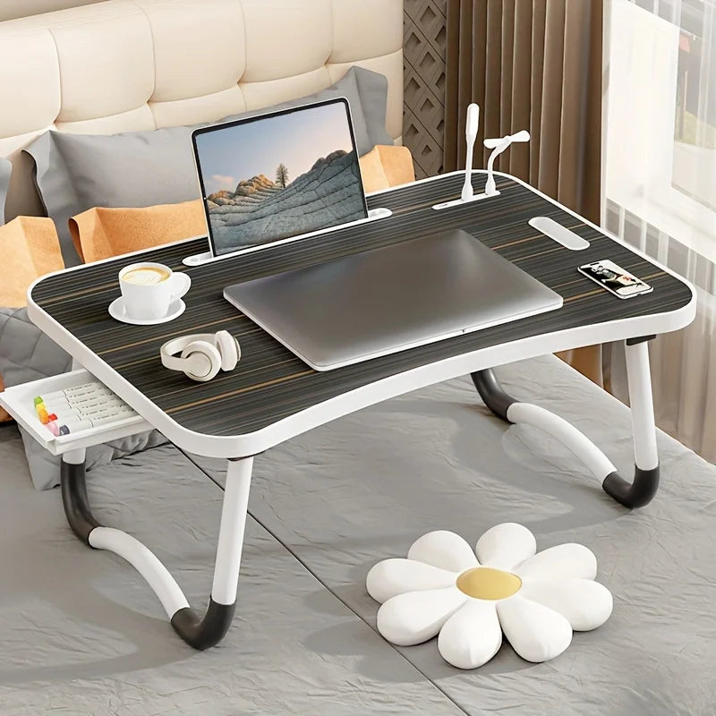 Portable Laptop Table With USB Light Cup Holder Foldable