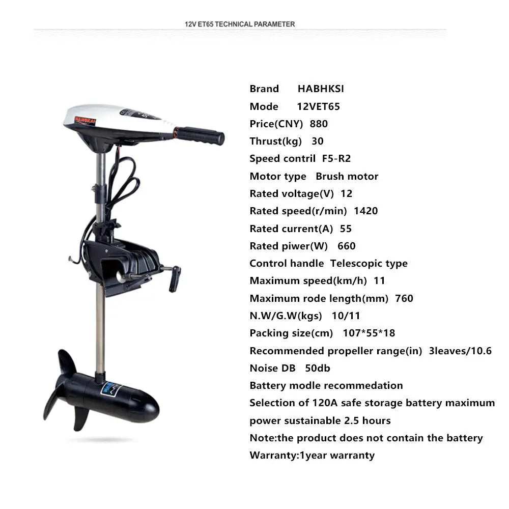 65Lbs 12V Trolling Motor Outboard For Fishing Boats Kayaks X by Beastly Survival Outlet