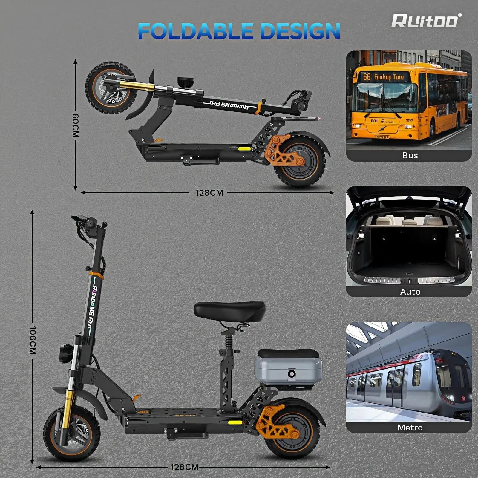 Electric Scooter with Seat for Adults, 1600W Motor, 48V 20.8Ah Battery, Up to 50 Miles Range, Foldable E Scooter with Storage Box, Off-Road Tires by Beastly Survival Outlet