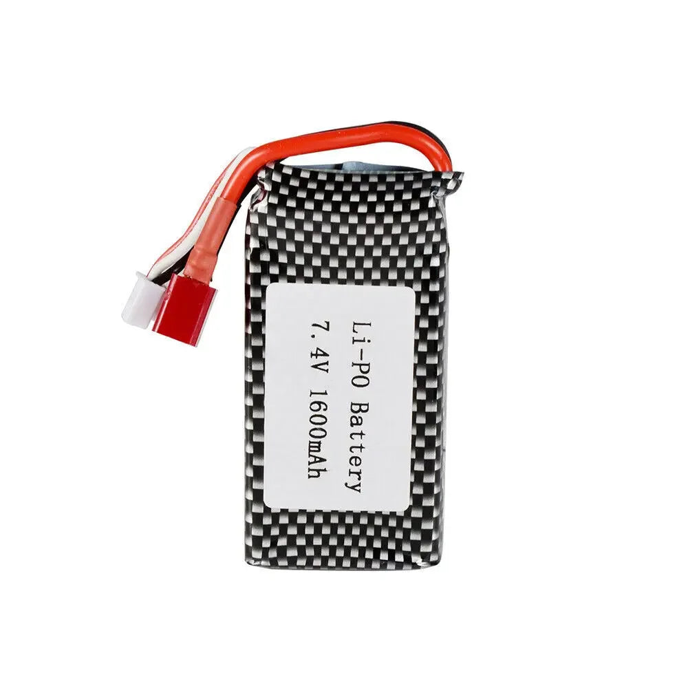 7.4V 1600mAh LiPo Battery and Charger for RC Trucks and Cars