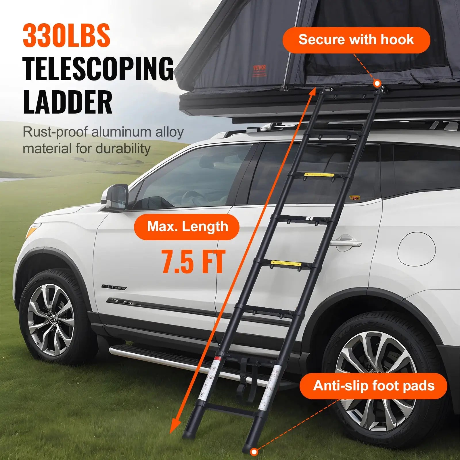 SucceBuy Rooftop Tent Hard Shell Roof Top with Telescopic Ladder Thick Mattress Waterproof Windproof for Jeep Van Pickup Truck by Beastly Survival Outlet