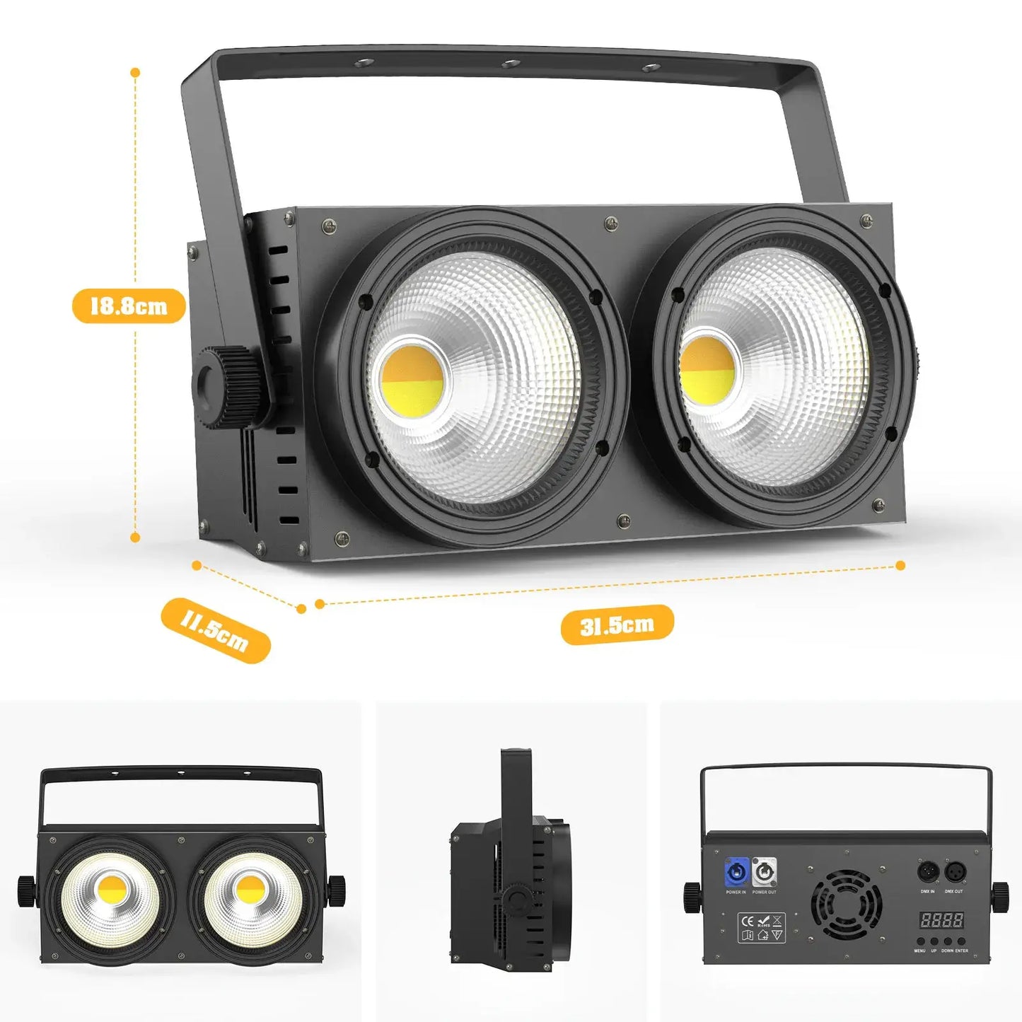 U'King 4PCS 200W COB Par Light 2x100W Blinder Lighting 2 Eyes LED 2IN1 COB Cool Warm White Lighting Party Bar DMX Stage Lighting by Beastly Survival Outlet