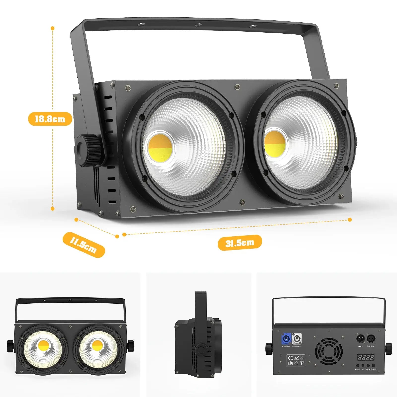 U'King 4PCS 200W COB Par Light 2x100W Blinder Lighting 2 Eyes LED 2IN1 COB Cool Warm White Lighting Party Bar DMX Stage Lighting by Beastly Survival Outlet