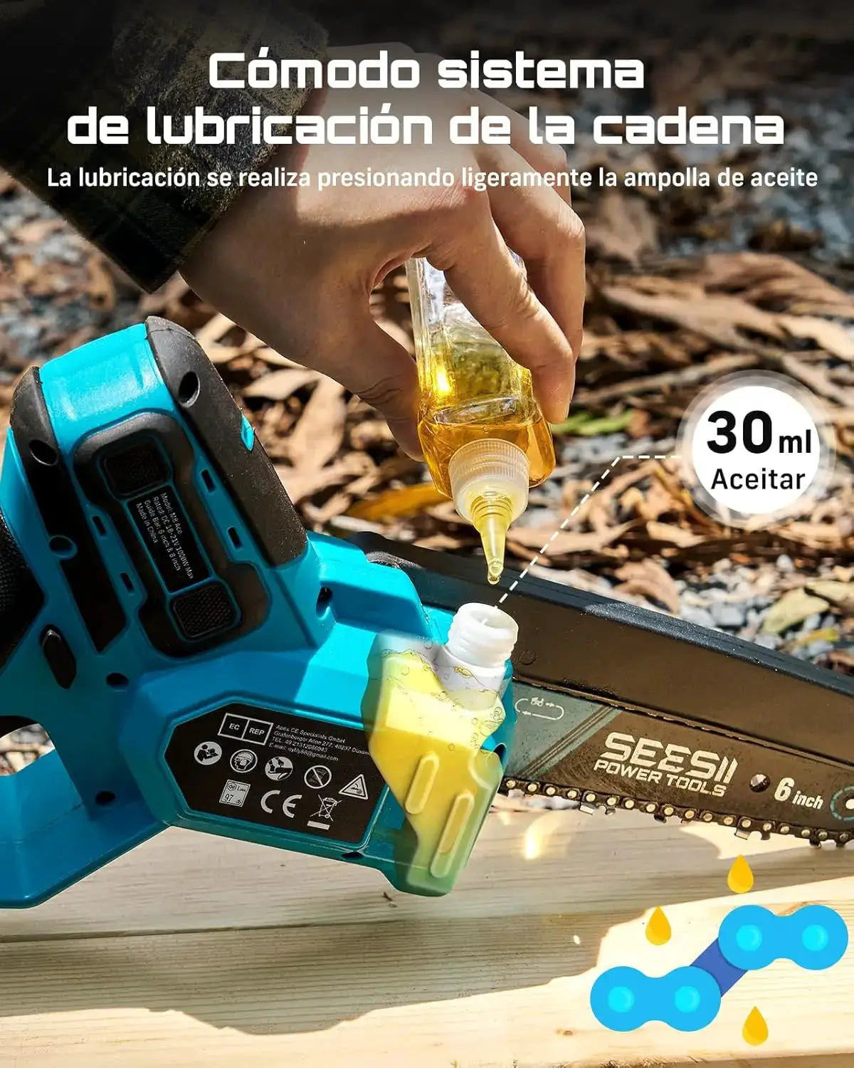 Seesii 1000W 6&8''Brushless Electric Chainsaw Cordless Electric Saw Woodworking Garden Pruning Tools For Makita 18V Battery Pin by Beastly Survival Outlet
