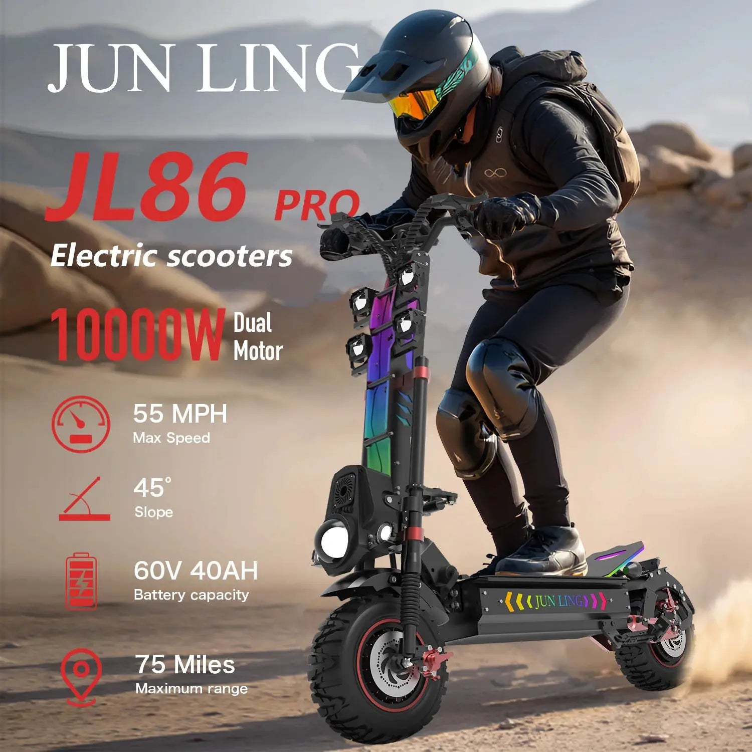 Offroad Electric Scooter 10000W Dual Motor 75 Mile Range Max by Beastly Survival Outlet