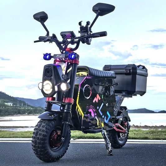 \US Stock FLJ Scooter 72V 12000W Electric Scooter with 14 inch Off Road Fat Tire Removable battery and App Function Scooter by Beastly Survival Outlet