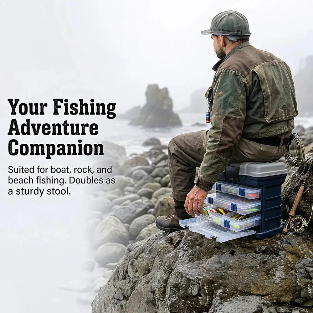 YJ 4-Tier Multi-Functional Fishing Handheld Storage Box Adjustable Dividers Portable Fishing Tackle Lure Tool Box Arts Crafts by Beastly Survival Outlet
