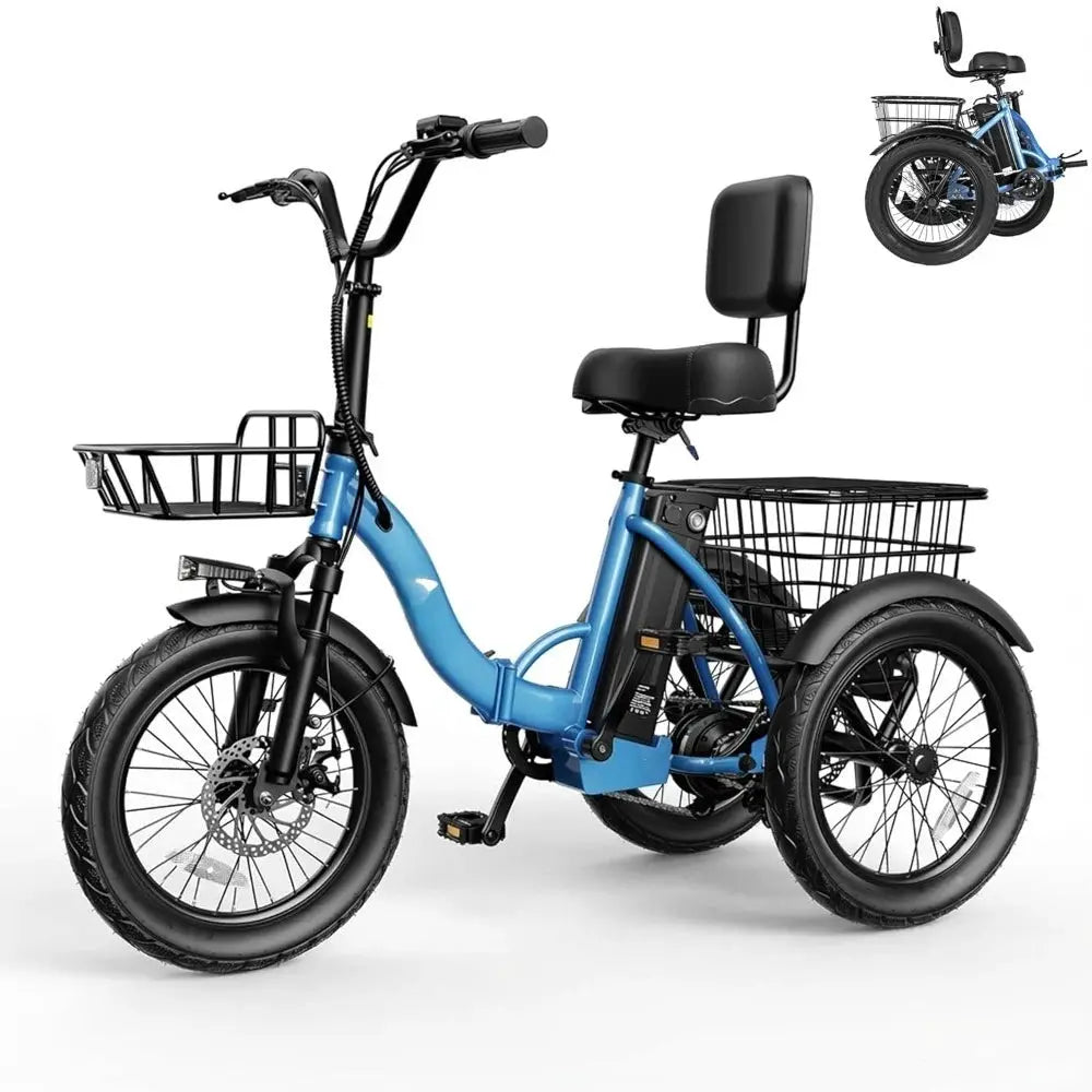 Triker Electric Bike, Peak 750W/1200W Brushless Motor Folding Trike Ebike, 499Wh Removable Battery, Step-Thru 3, Customized by Beastly Survival Outlet