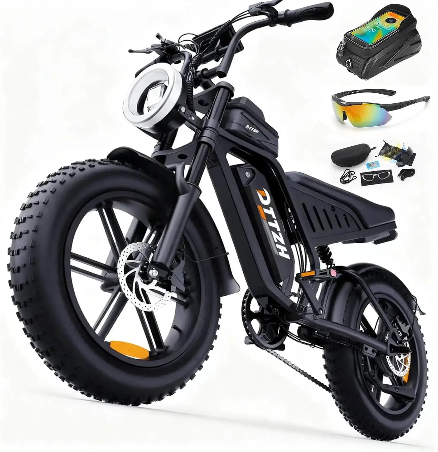 DTTZH Electric Bike for Adults, 2000W Peak 40MPH 48V 25Ah Removable Battery, 20"x4.0" Fat Tire Full Suspension 7-Speed E-Bike, NFC Unlock, UL 2849 Certified, 1 Year Warranty by Beastly Survival Outlet