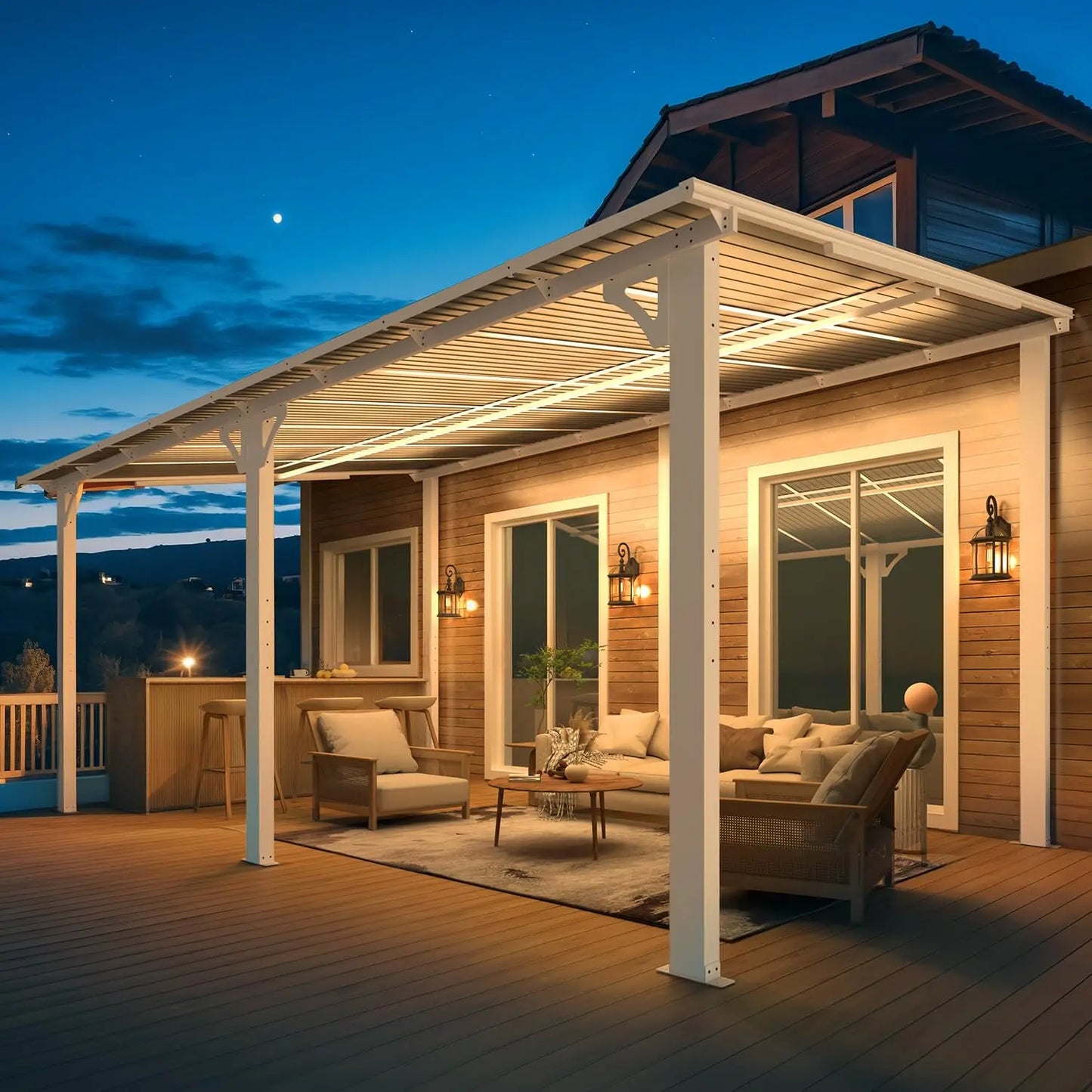 16x10 White Gazebo Pergola For Patio Lean To Shelter Outdoor