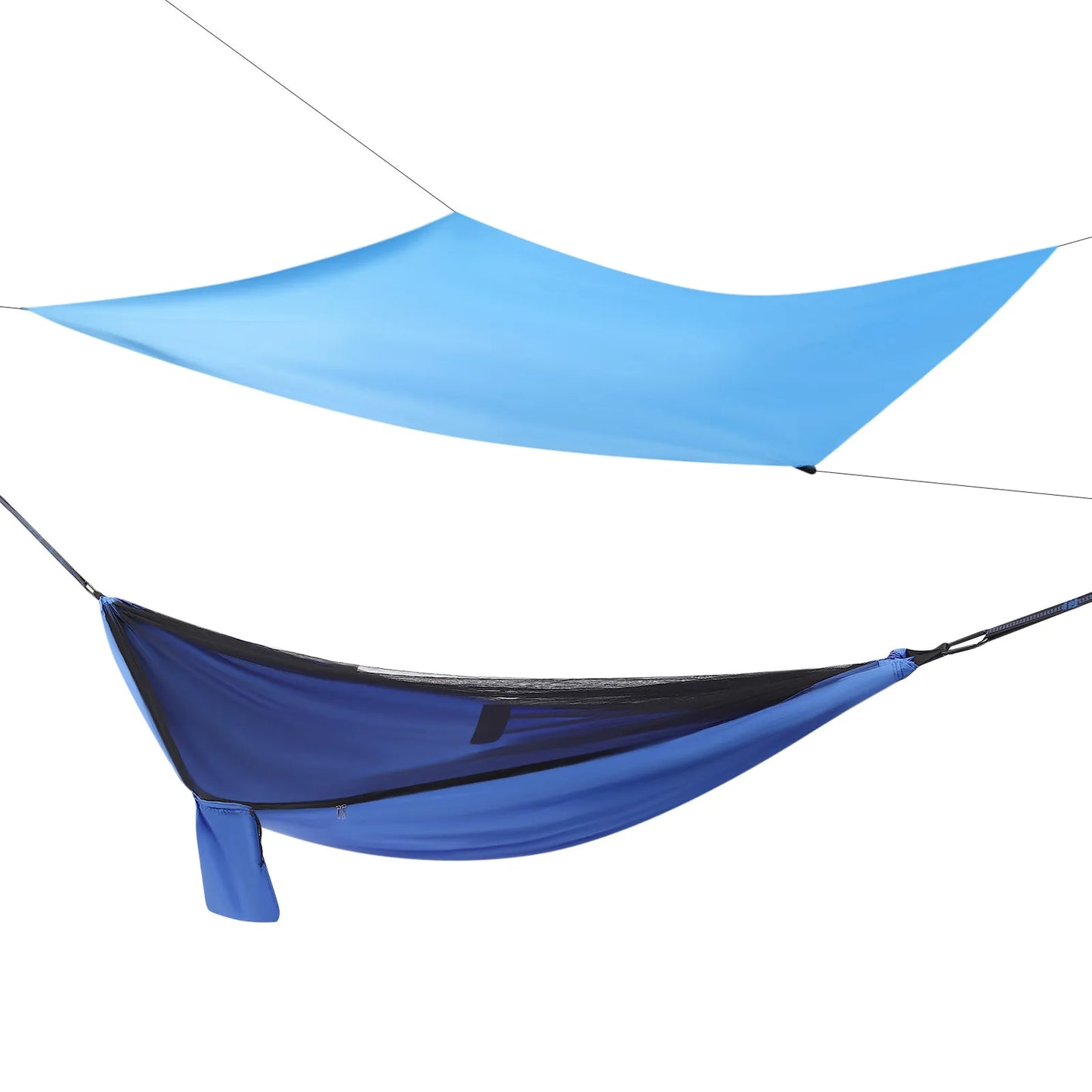 Blue Camping Hammock with Waterproof Sun Shelter for Outdoors