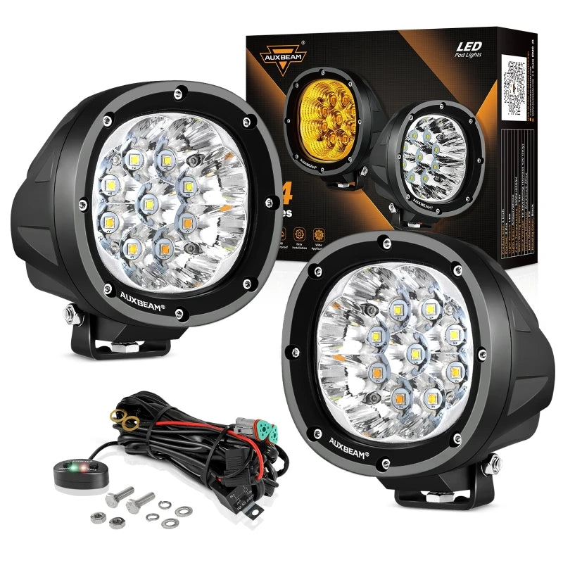 4 Inch 90W Round LED Work Light With White Amber Fog Lamp