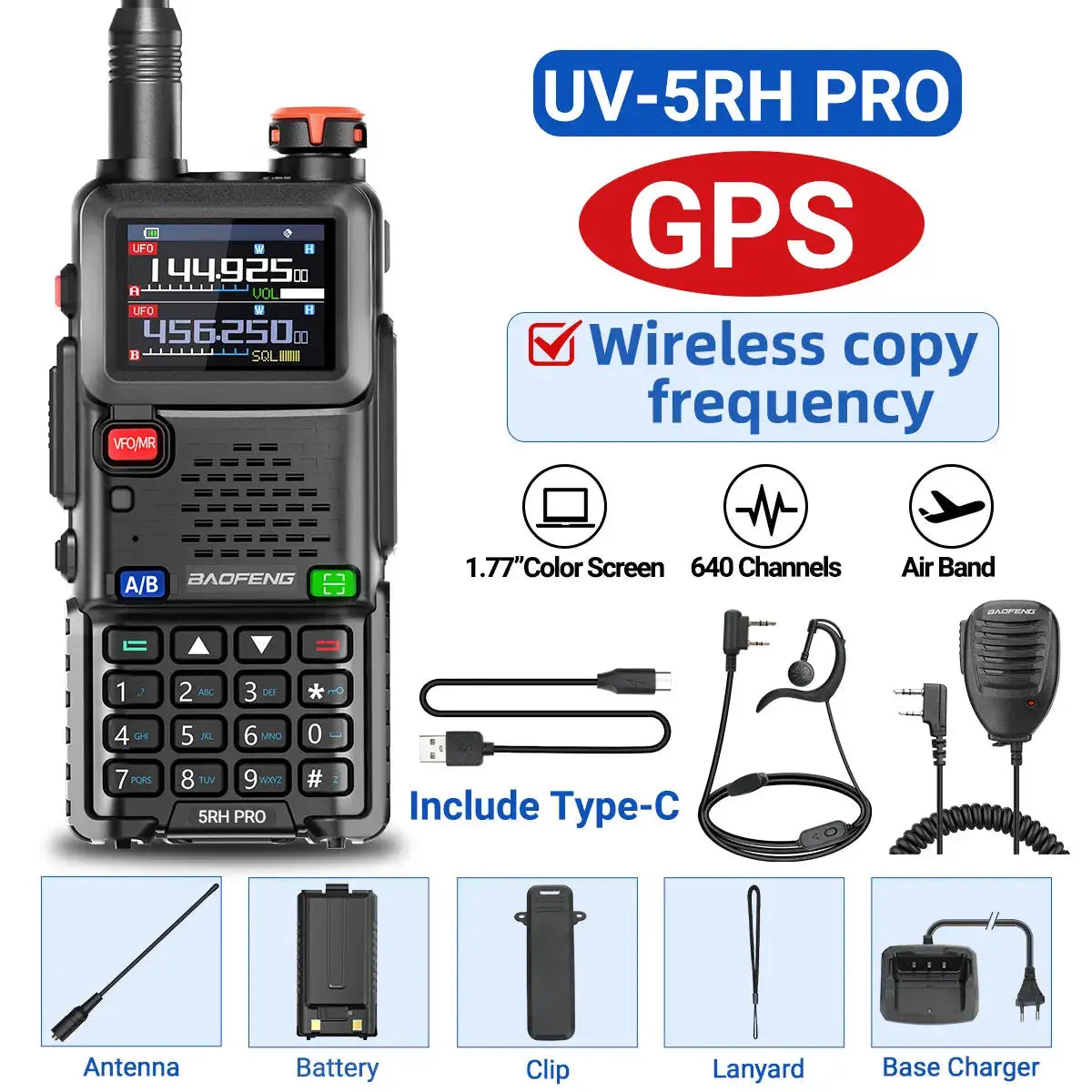 Baofeng UV5RH Pro GPS Walkie Talkies Long Range BandPro NOAA by Beastly Survival Outlet
